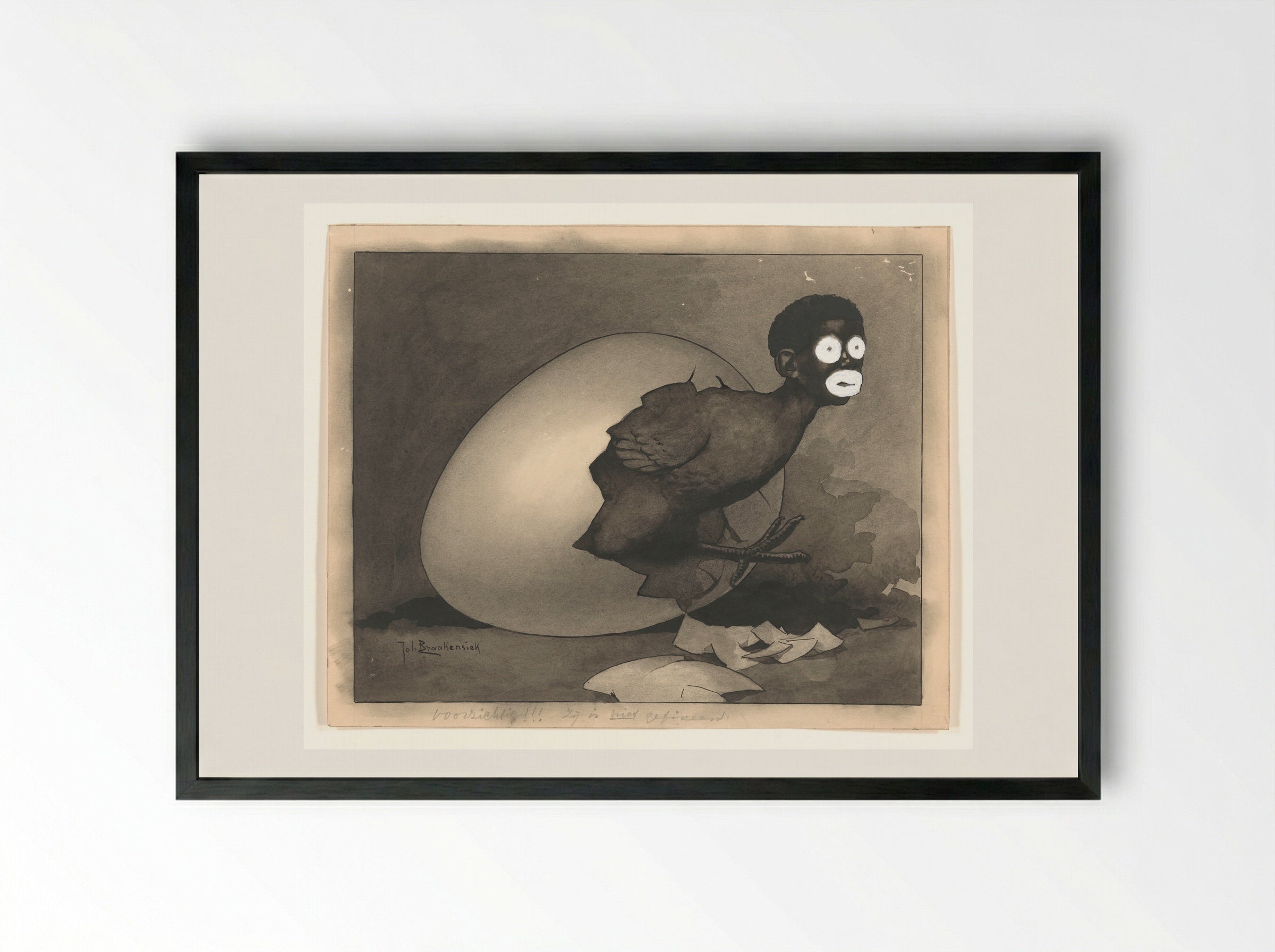 Ontwerp voor illustratie in De Amsterdammer - Johan Braakensiek - Framed Print Black