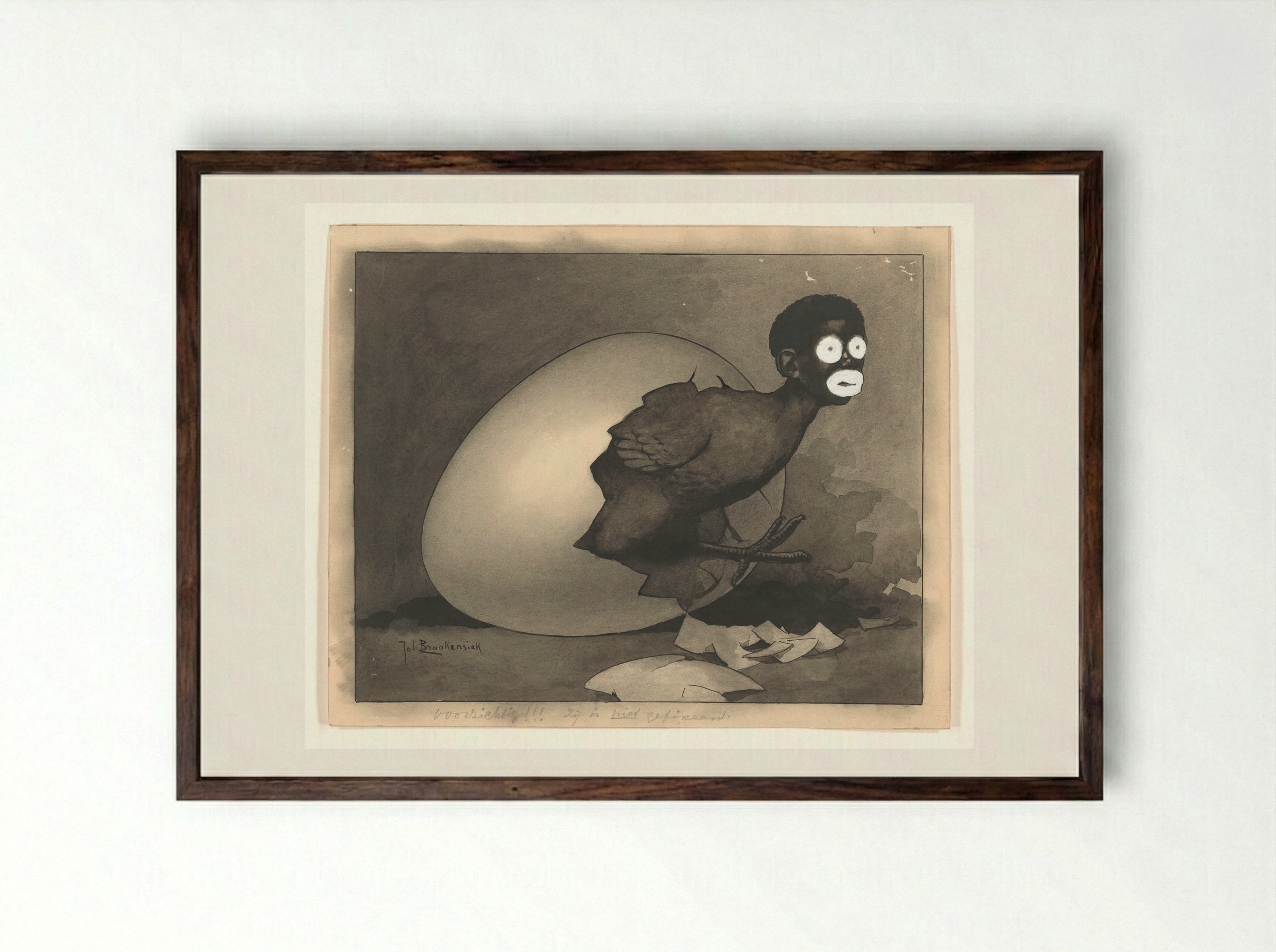 Ontwerp voor illustratie in De Amsterdammer - Johan Braakensiek - Framed Print Dark Wood