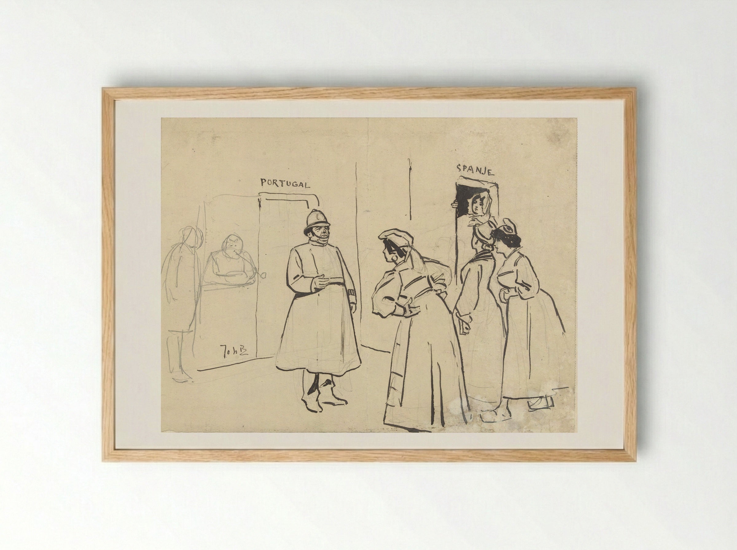 Ontwerp voor illustratie in De Amsterdammer - Johan Braakensiek - Framed Print Wood