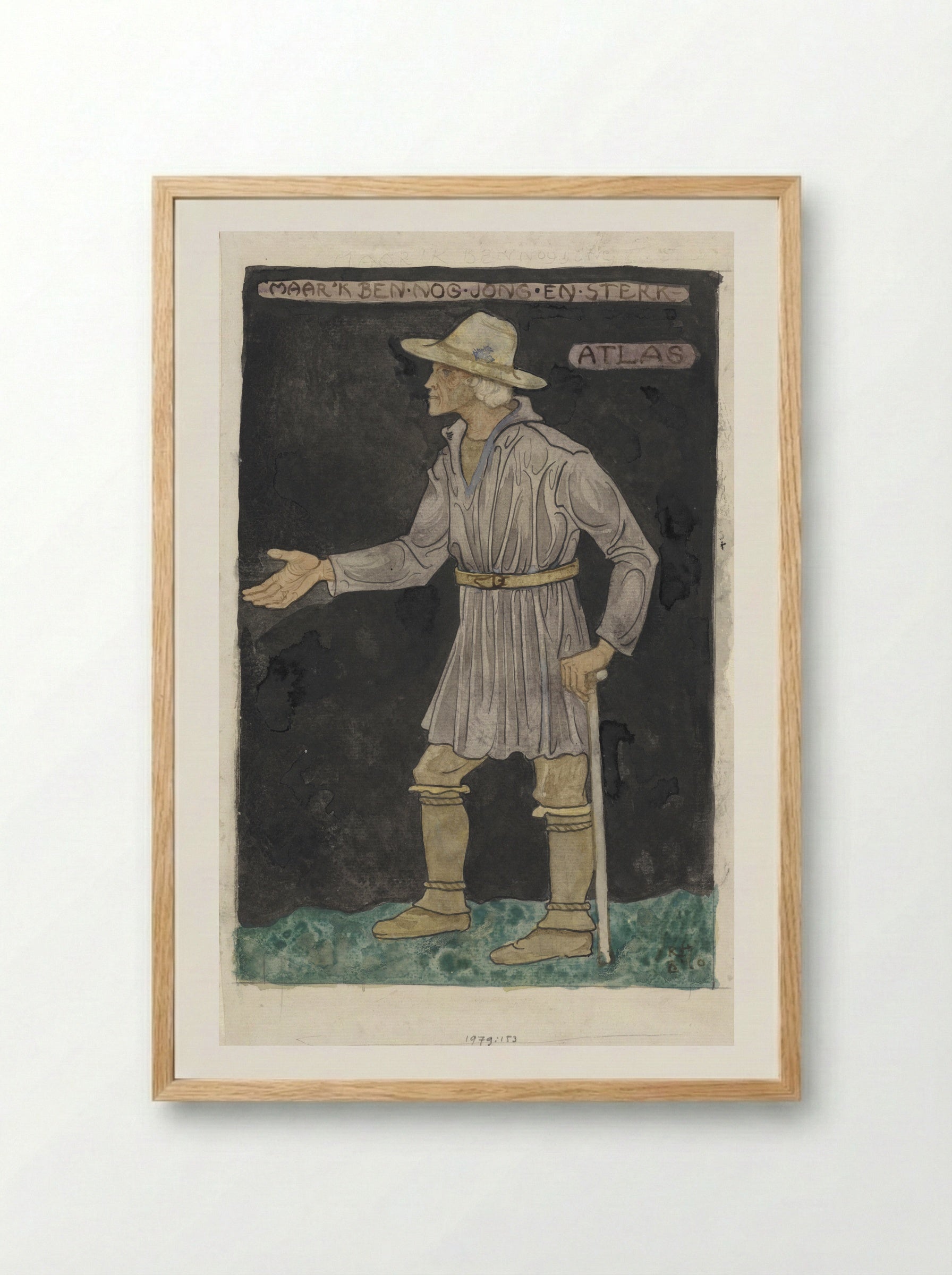 Ontwerp voor kostuum voor Atlas - Richard Nicolaüs Roland Holst - Framed Print Wood