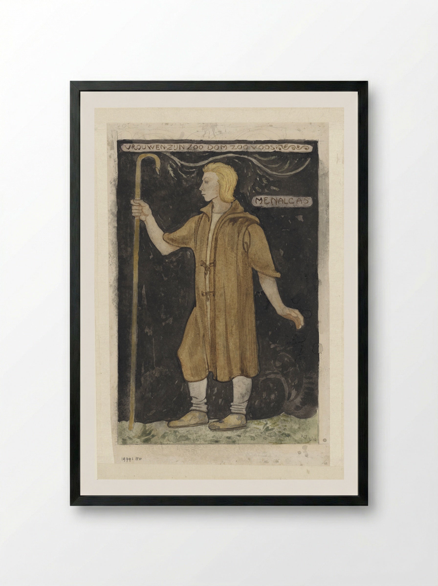 Ontwerp voor kostuum voor Menalcas - Richard Nicolaüs Roland Holst - Framed Print Black