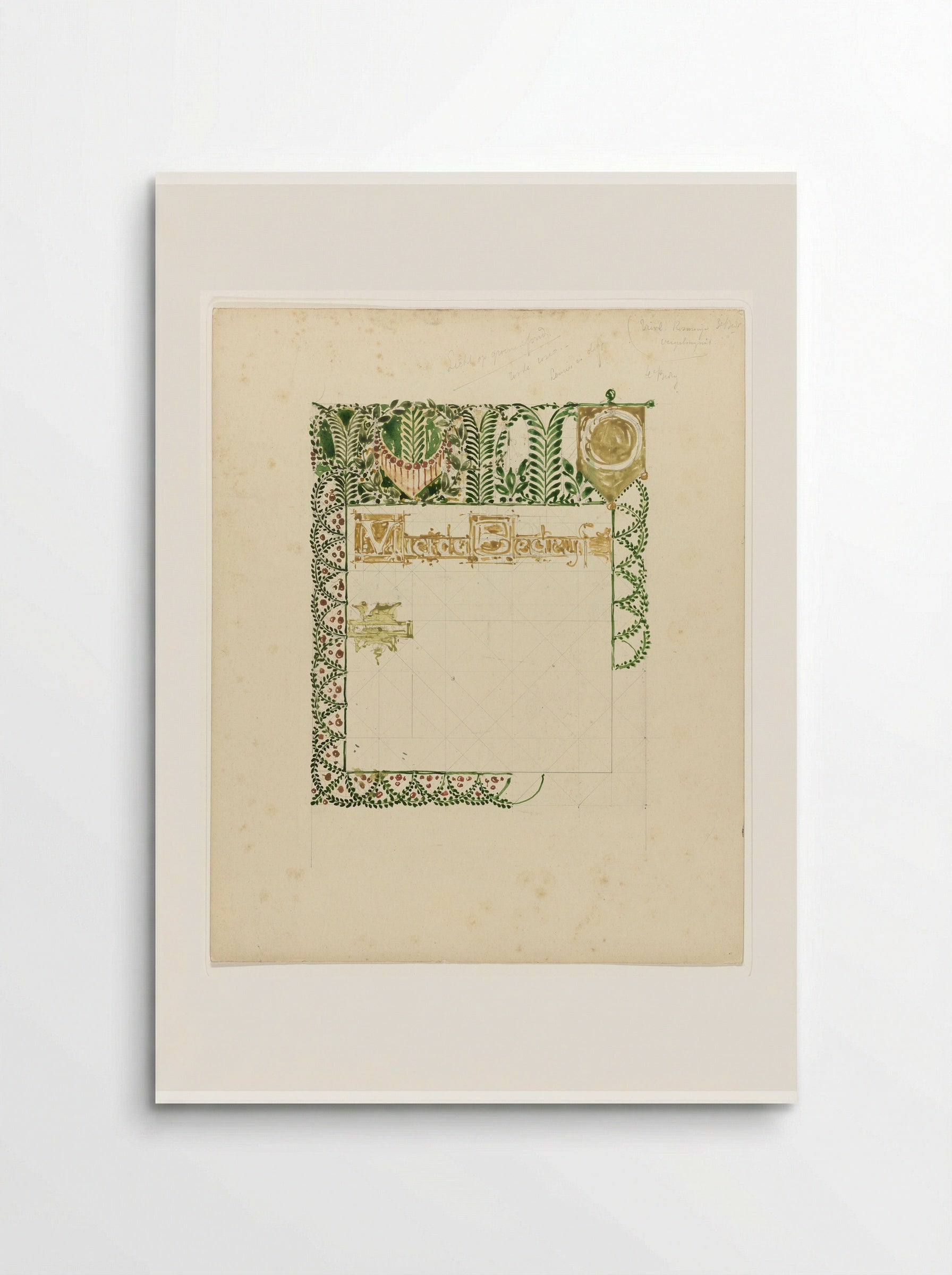Ontwerp voor tekst Vierde Bedrijf met ornamenten - Bernard Willem Wierink - Poster