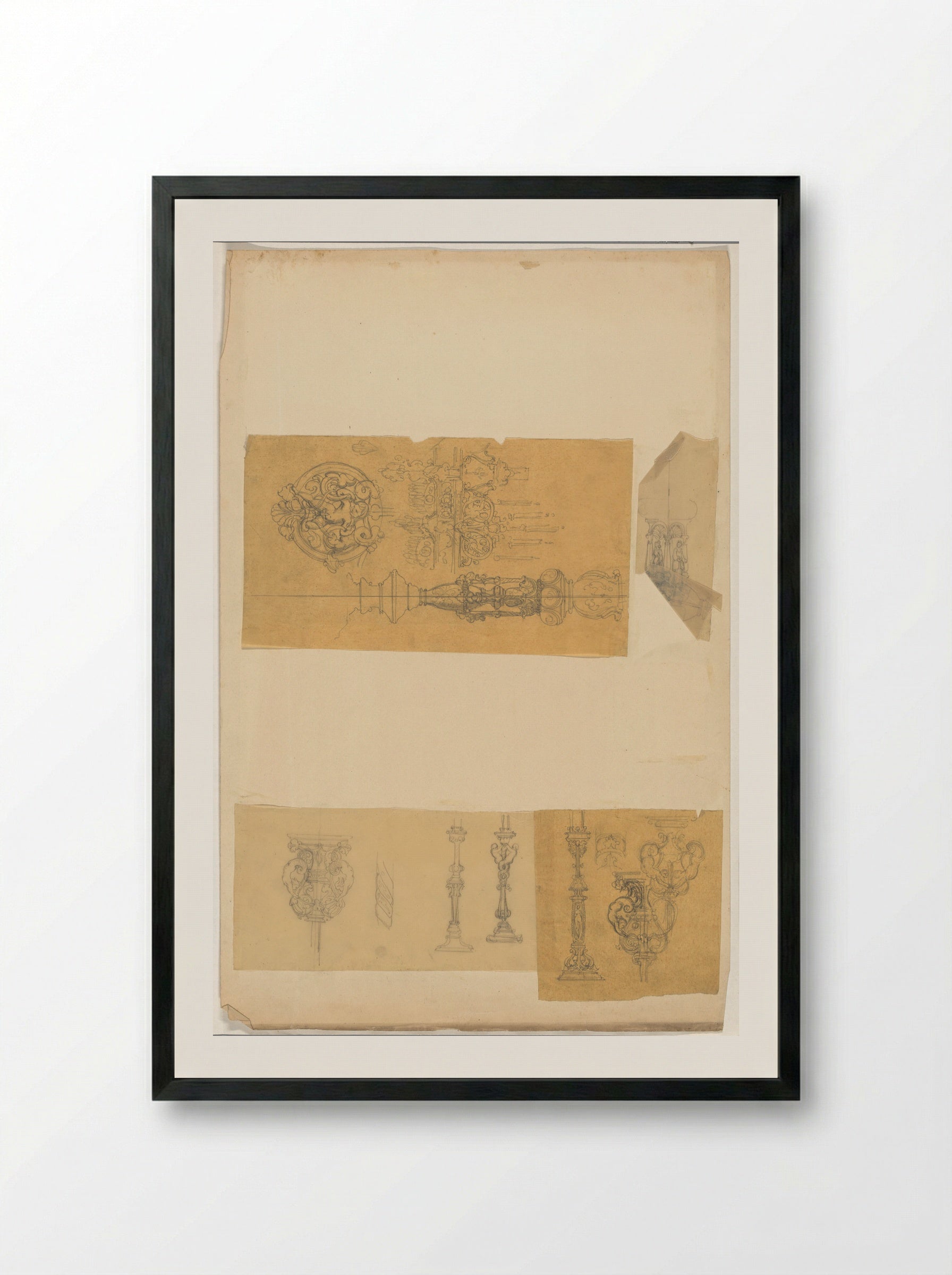 Ontwerpen voor diverse bronzen voorwerpen - Firma Feuchère - Framed Print Black