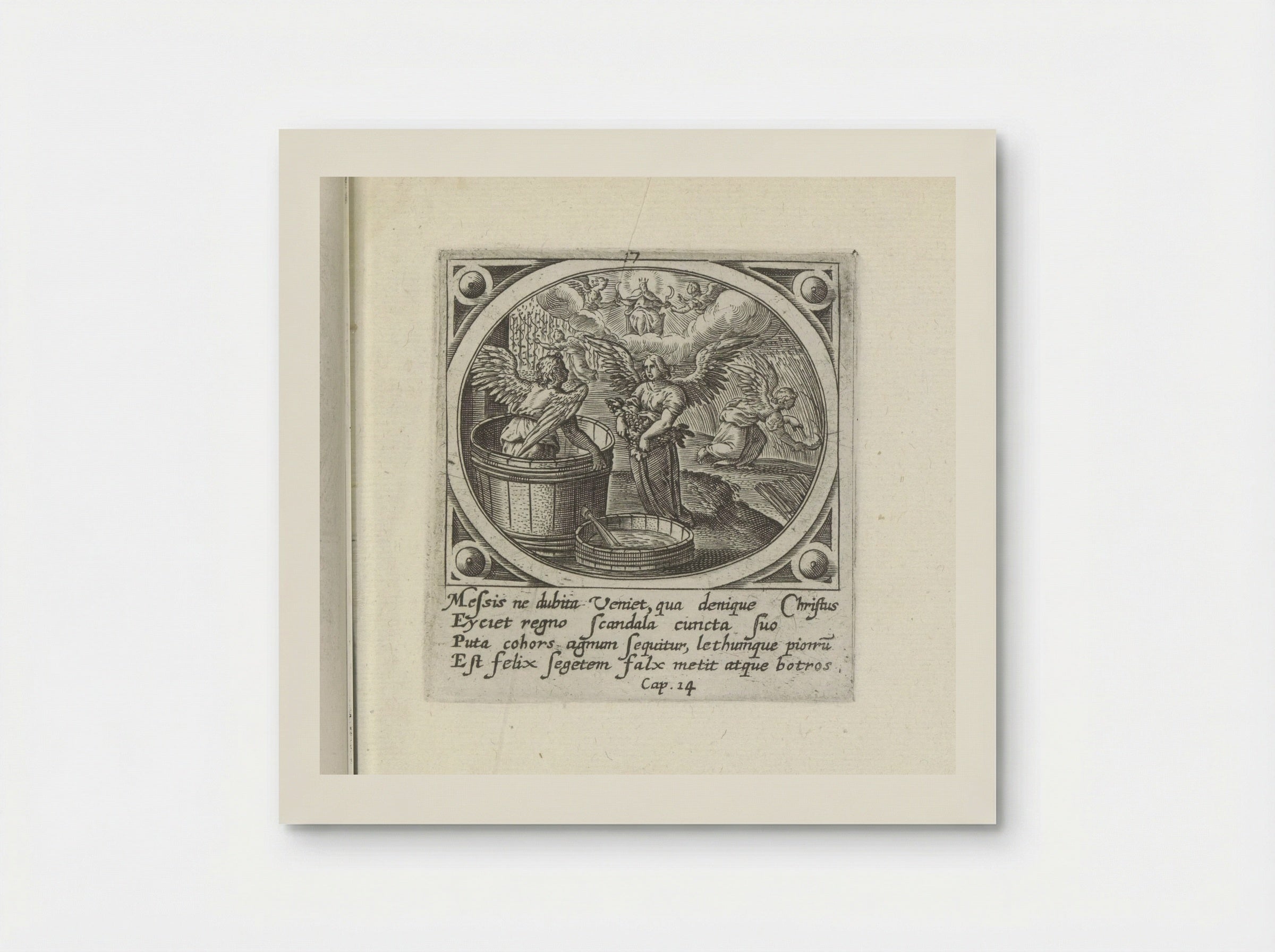 Oogsten met sikkel en wijnpers - Gerard de Jode - Poster