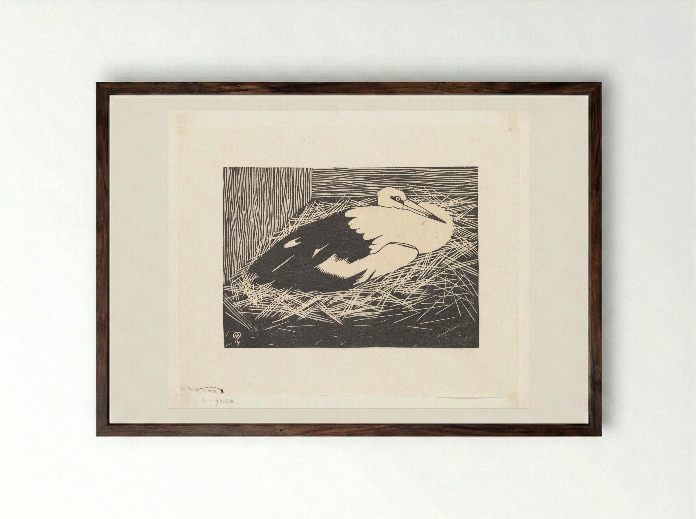 Ooievaar (Magoear-ooievaar) - Samuel Jessurun de Mesquita - Framed Print Dark Wood