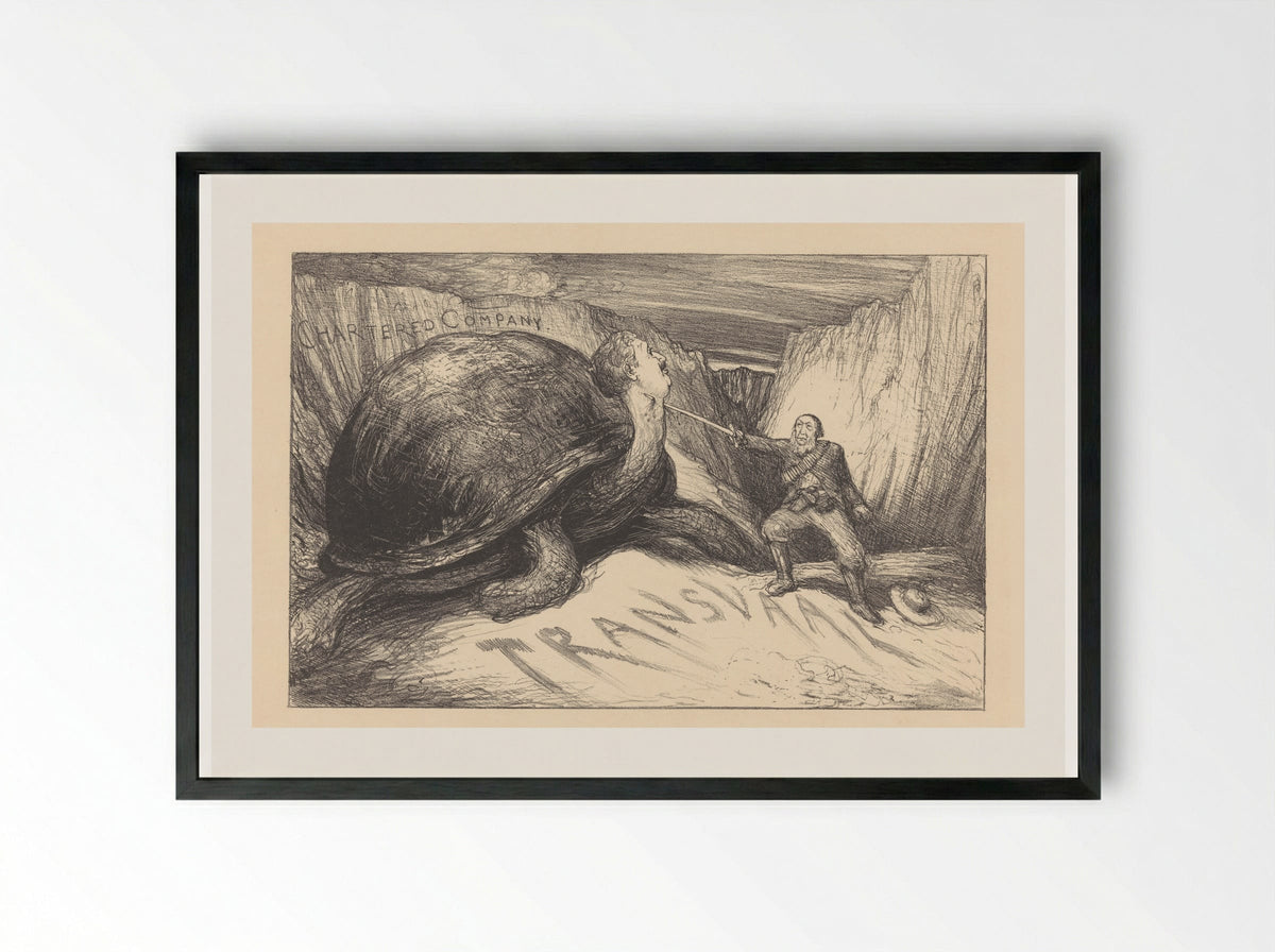 Oom Paul en de schildpad - Marius Bauer - Framed Print Black