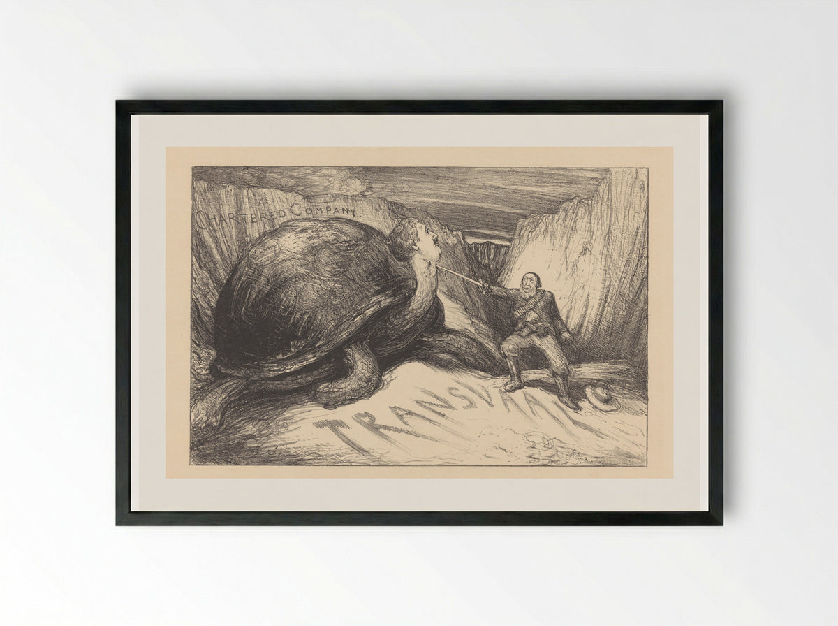 Oom Paul en de schildpad - Marius Bauer - Framed Print Black