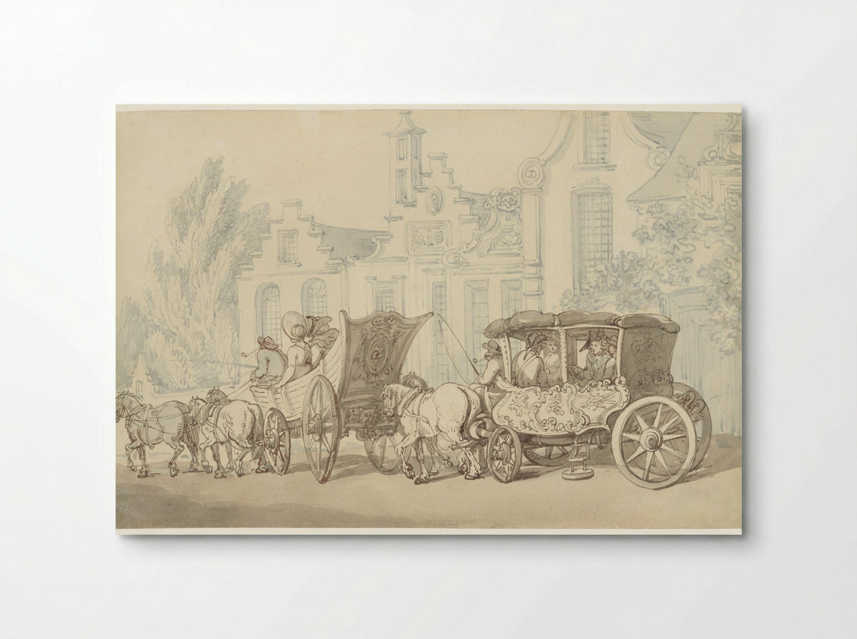 Open Carriage and Coach in a Dutch-Style Street - Thomas Rowlandson - Poster