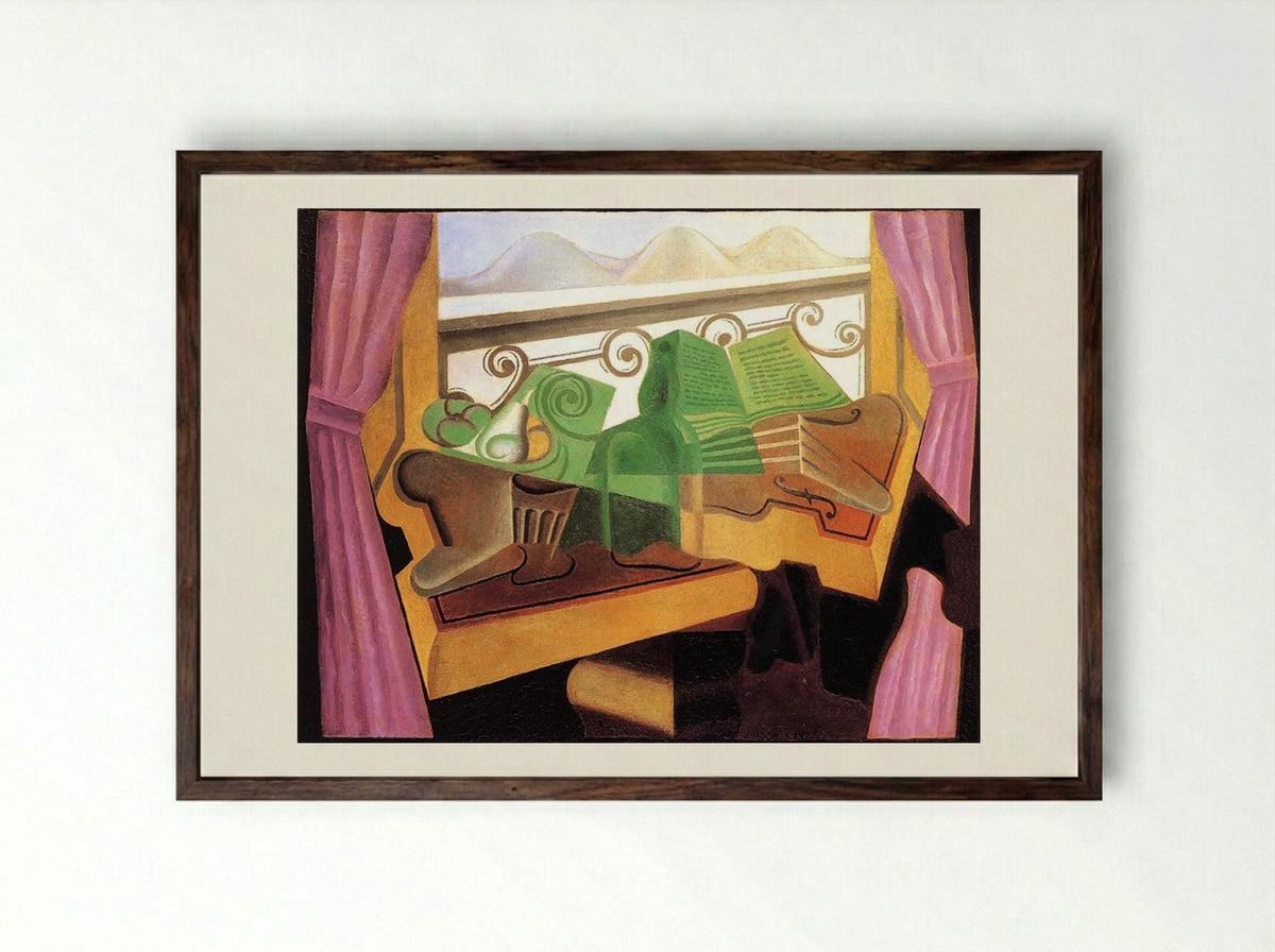 Open Window with Hills - Juan Gris - Framed Print Dark Wood