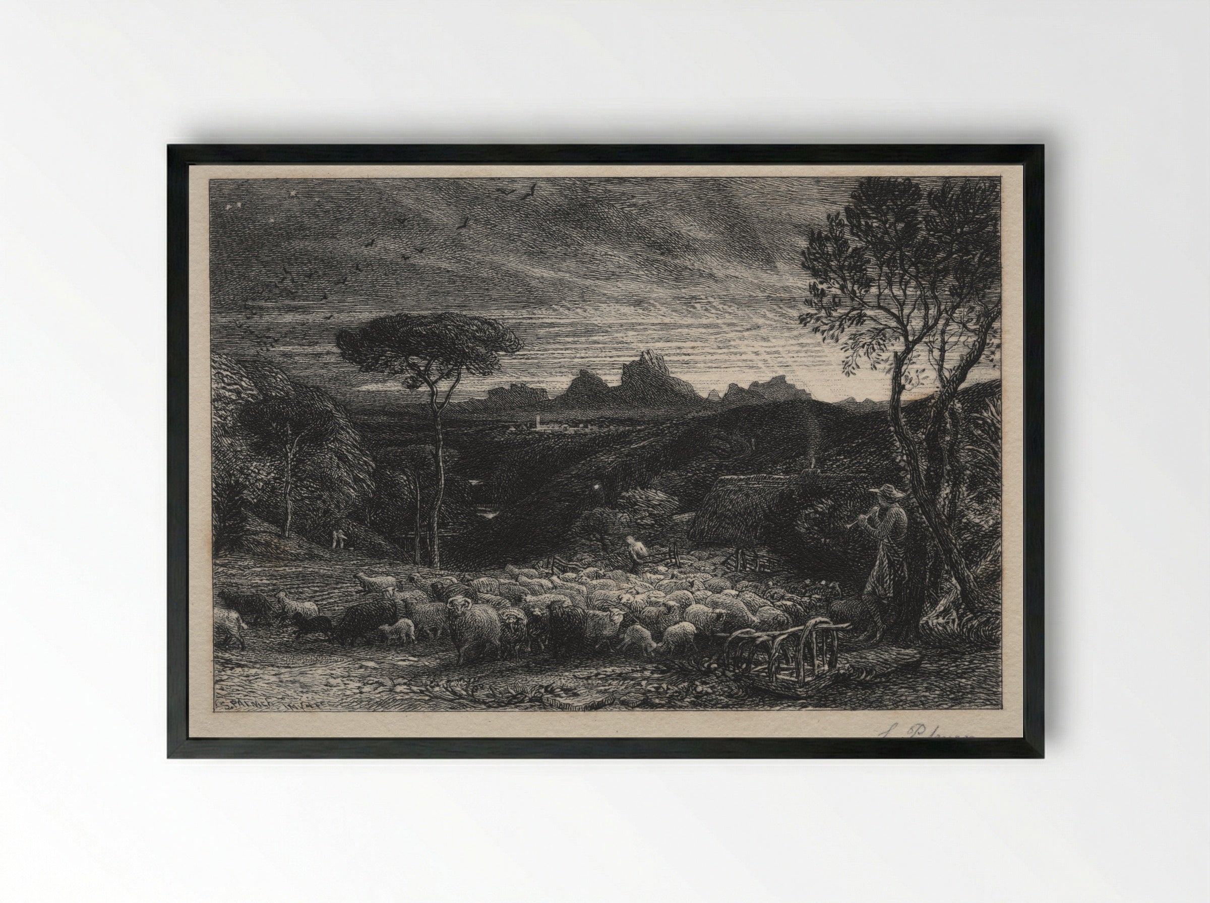 Opening the Fold - Samuel Palmer - Framed Print Black