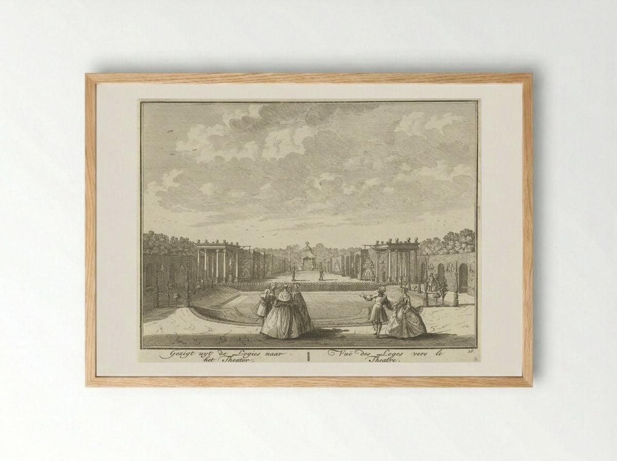 Openluchttheater in de tuin van Huis ter Meer te Maarssen - Hendrik de Leth - Framed Print Wood