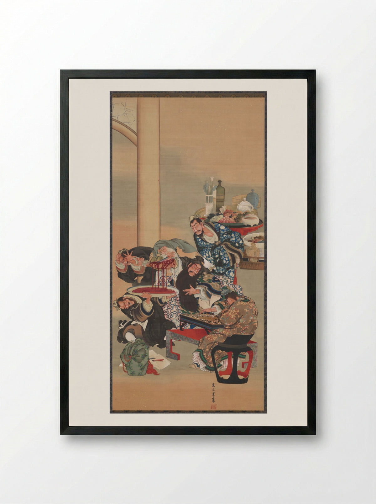 Operating on Guan Yu's Arm - Katsushika Ōi - Framed Print Black