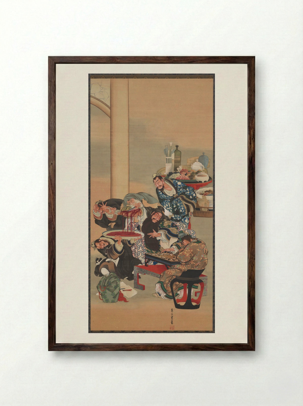 Operating on Guan Yu's Arm - Katsushika Ōi - Framed Print Dark Wood