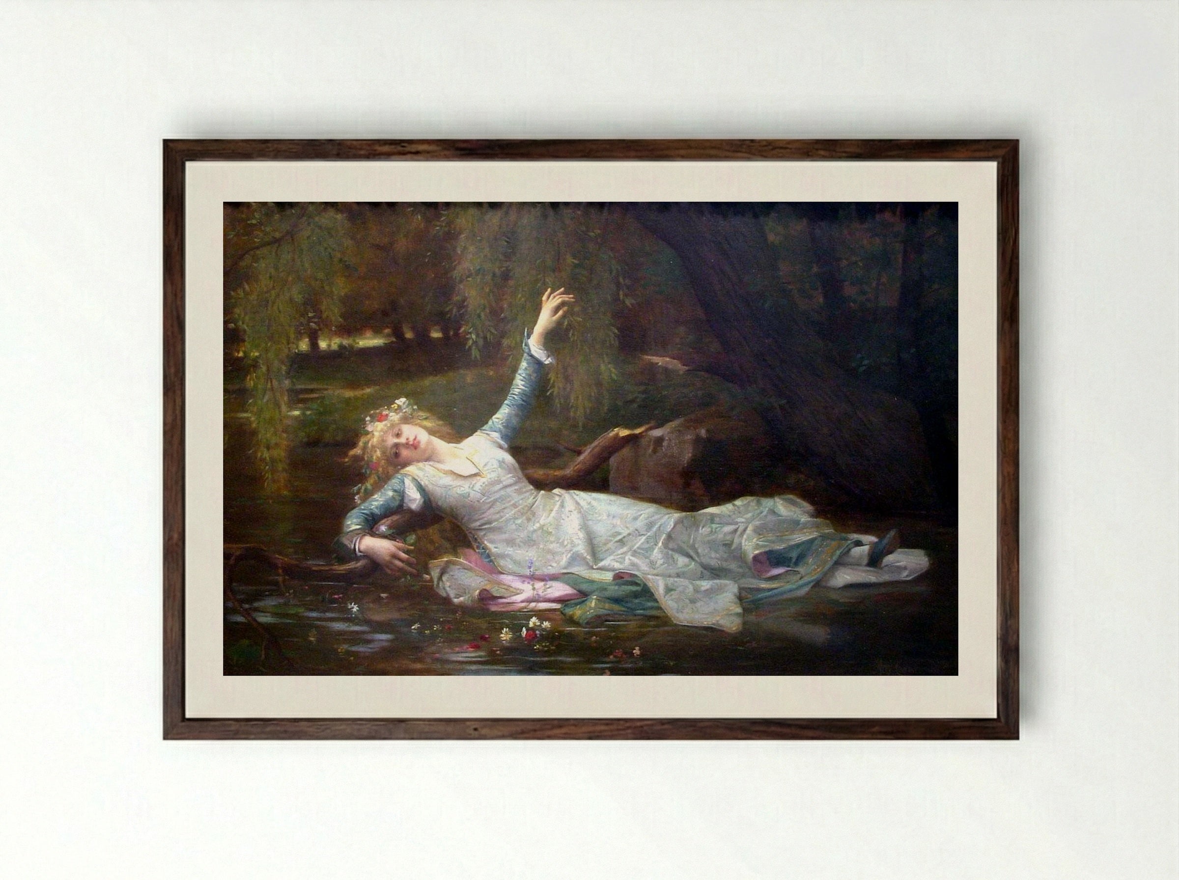 Ophelia - Alexandre Cabanel - Framed Print Dark Wood