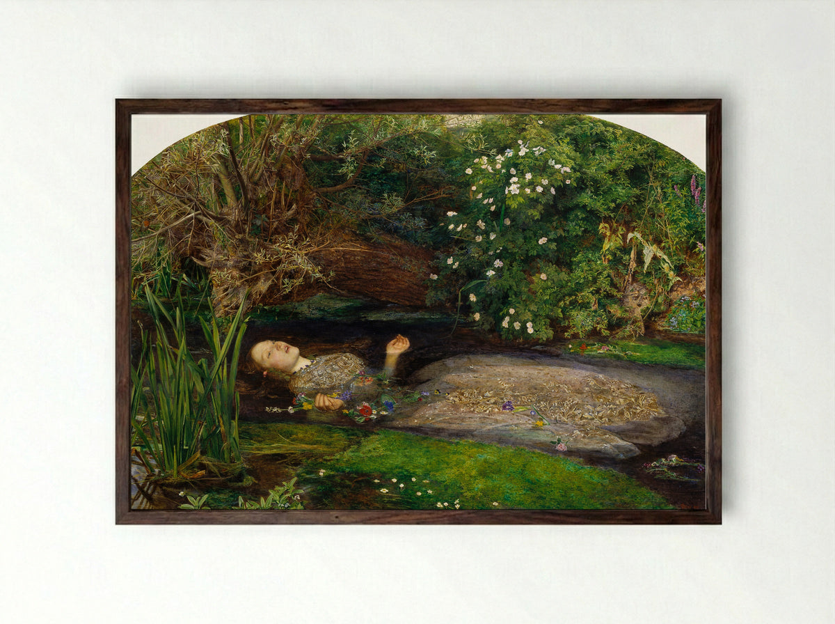 Ophelia - John Everett Millais - Framed Print Dark Wood