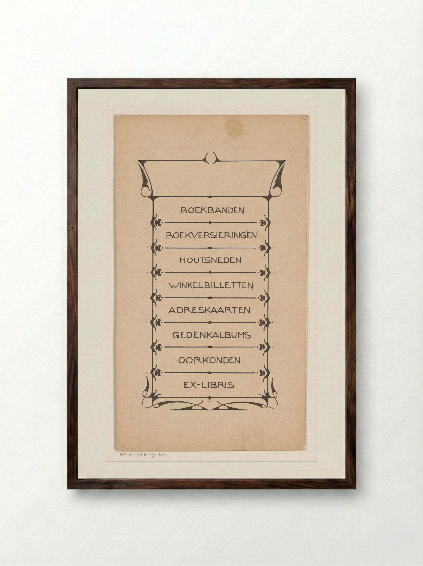 Opsomming van diensten van R.W.P. de Vries Jr. in decoratief kader - Reinier Willem Petrus de Vries - Framed Print Dark Wood