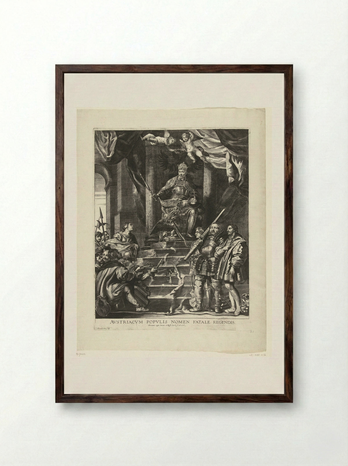 Opstandige Duitse vorsten overwonnen door keizer Karel V - Adriaen Possemiers - Framed Print Dark Wood