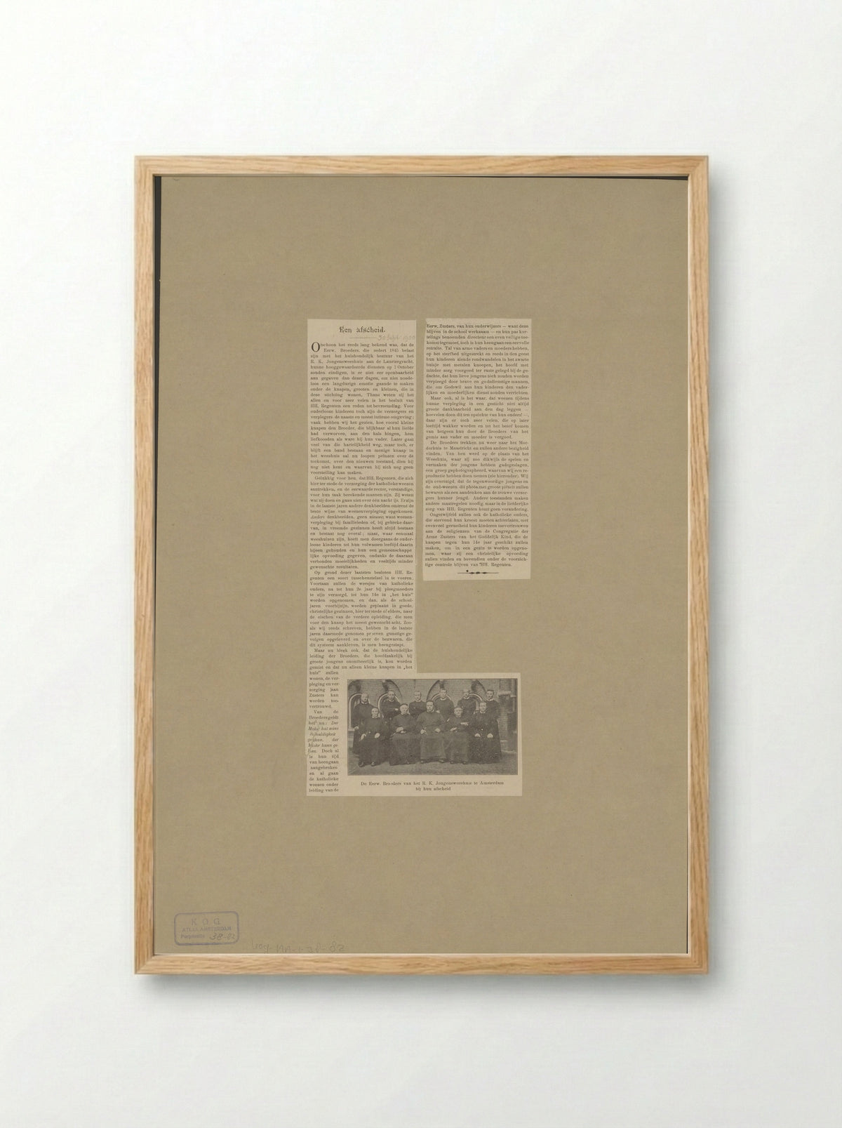 Opvoeders van het rooms-katholieke Jongensweeshuis te Amsterdam - Anonymous - Framed Print Wood