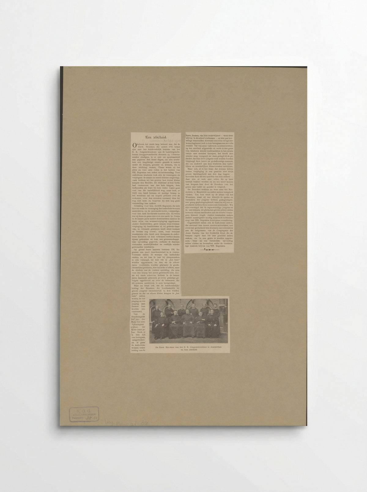 Opvoeders van het rooms-katholieke Jongensweeshuis te Amsterdam - Anonymous - Poster