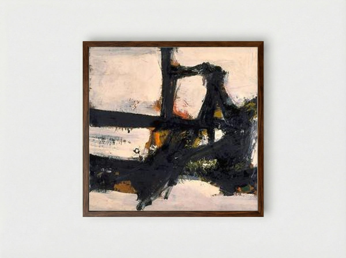 Orange Outline - Franz Kline - Framed Print Dark Wood