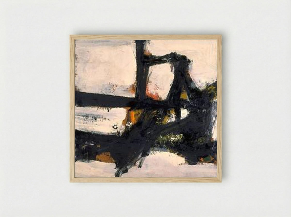 Orange Outline - Franz Kline - Framed Print Wood