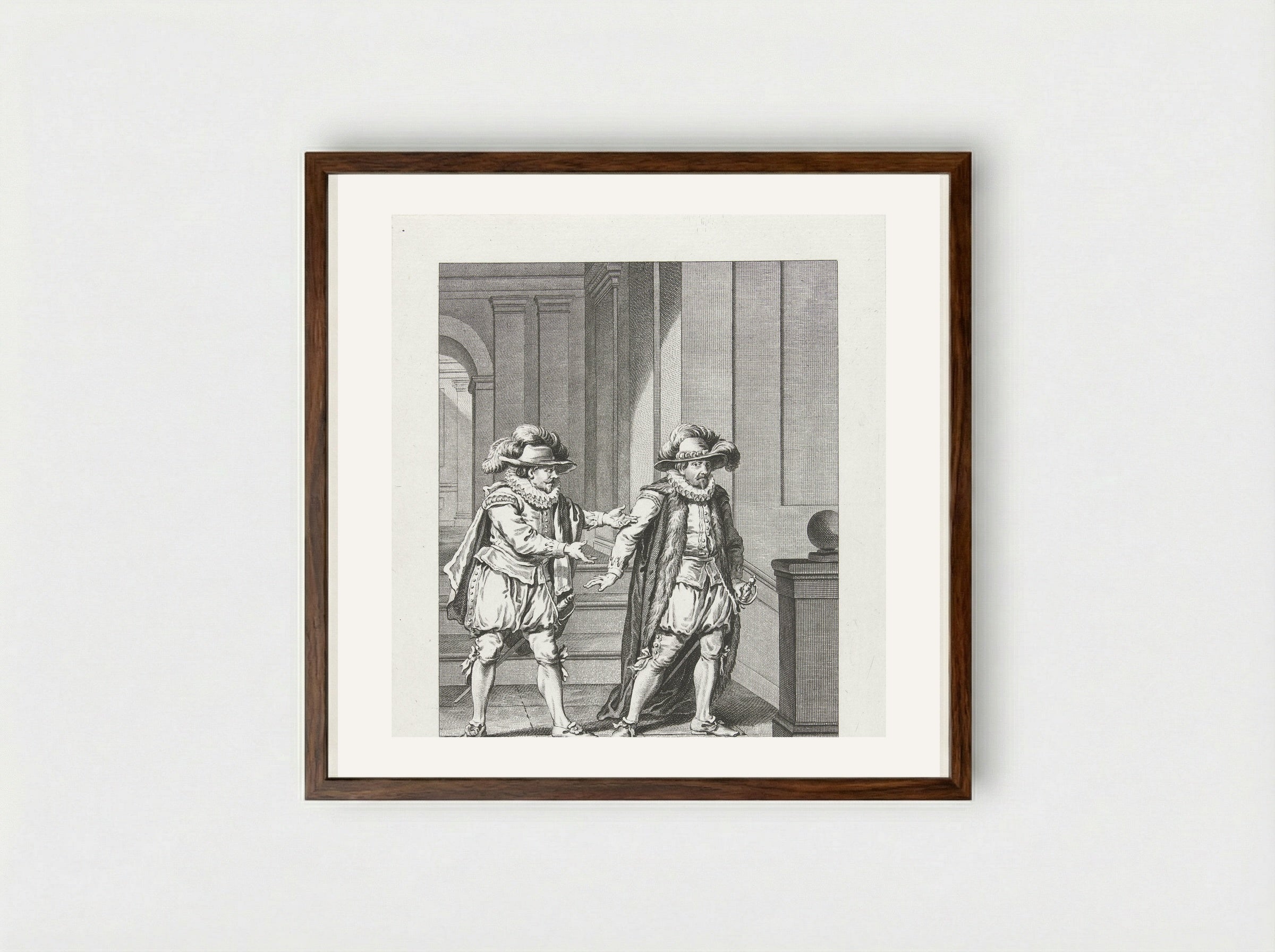 Oranje wijst verontwaardigd de voorstellen van de Spaanse gezant af - Cornelis Brouwer - Framed Print Dark Wood