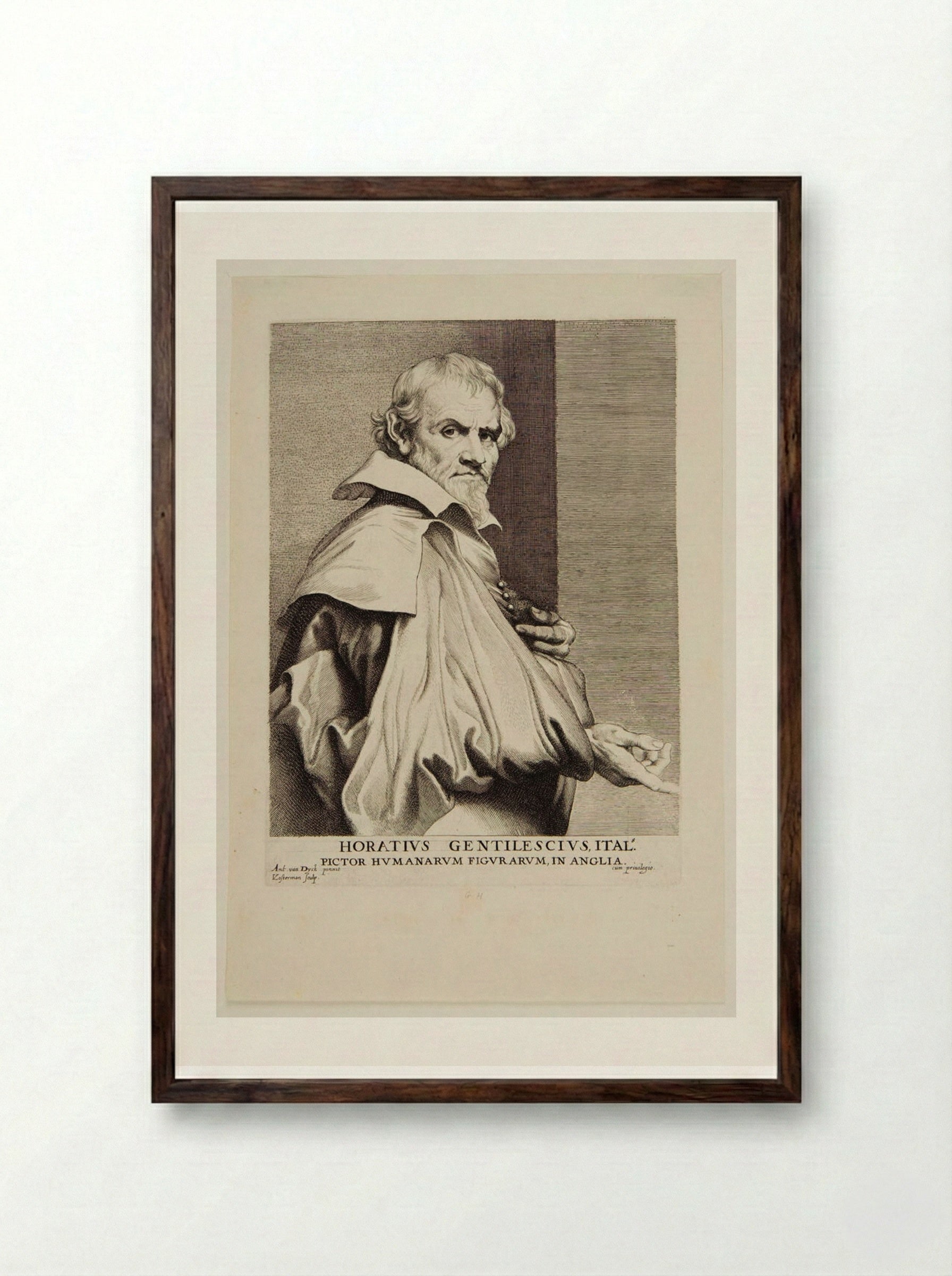 Orazio Gentileschi - Lucas Vorsterman I - Framed Print Dark Wood