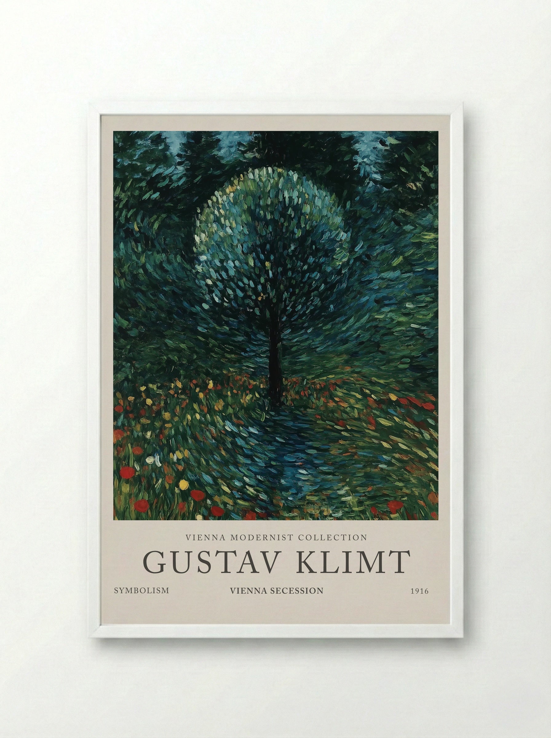 Orchard Tree in Bloom - Gustav Klimt - Framed Print White