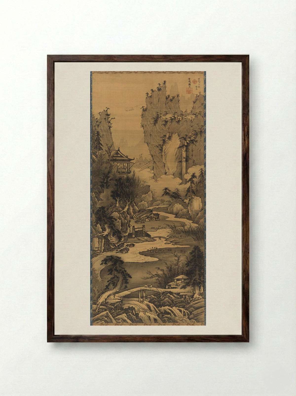 Orchid Pavilion Gathering - Soga Shōhaku - Framed Print Dark Wood