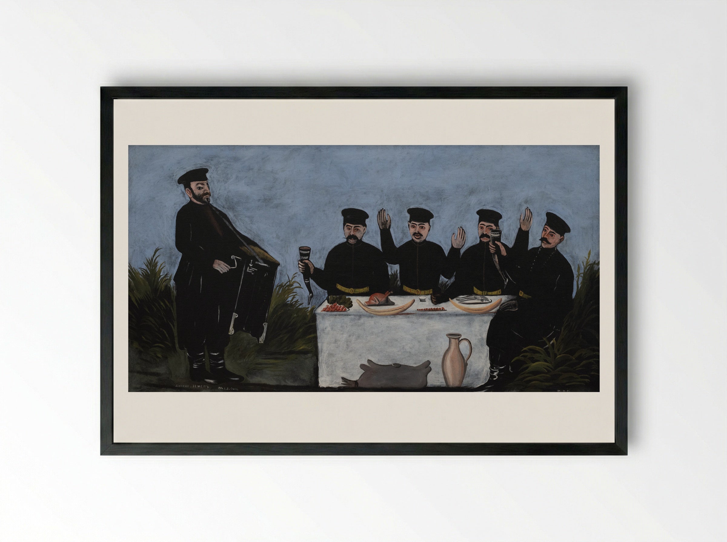 Organ Grinder - Niko Pirosmani - Framed Print Black