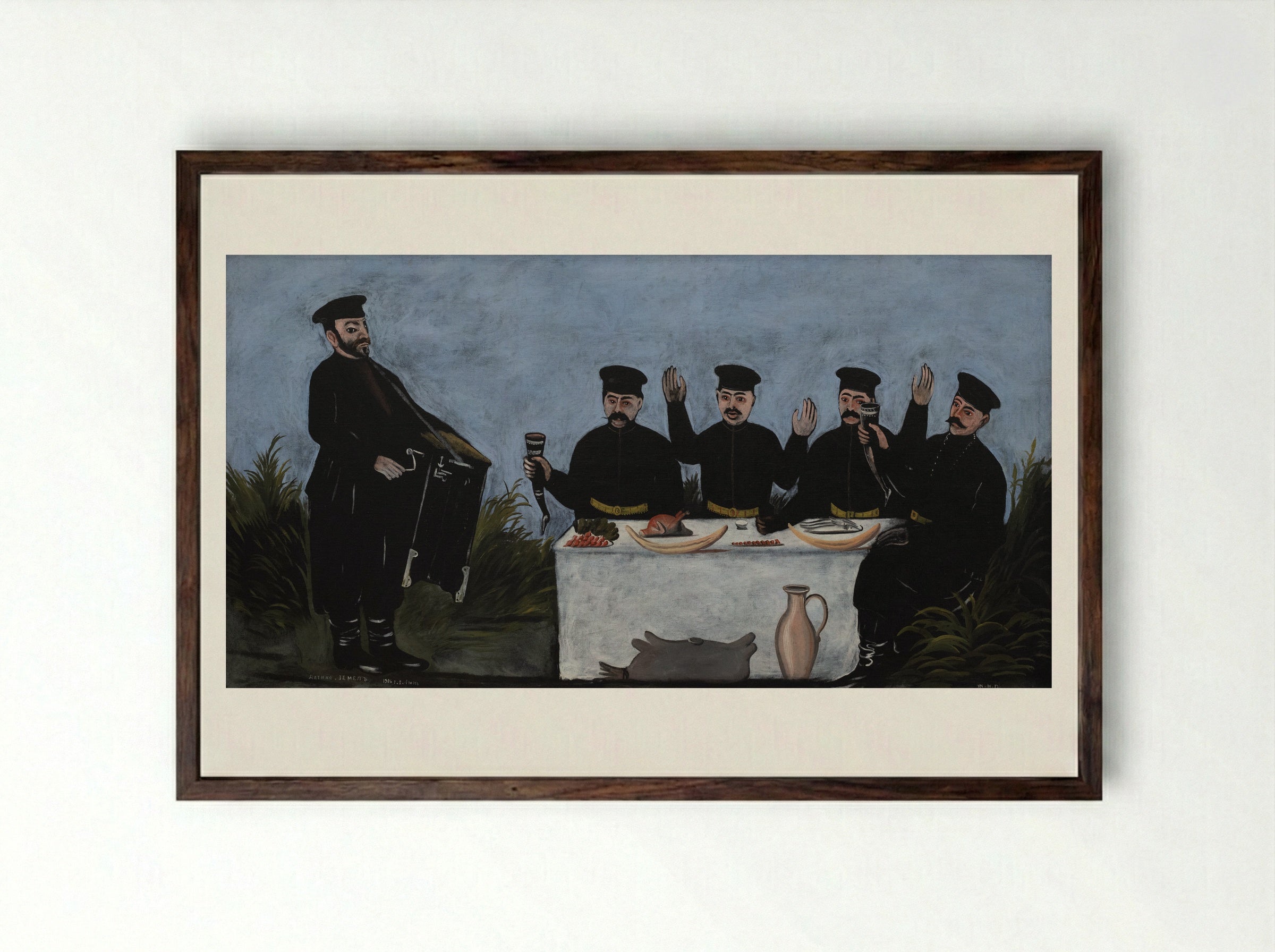 Organ Grinder - Niko Pirosmani - Framed Print Dark Wood