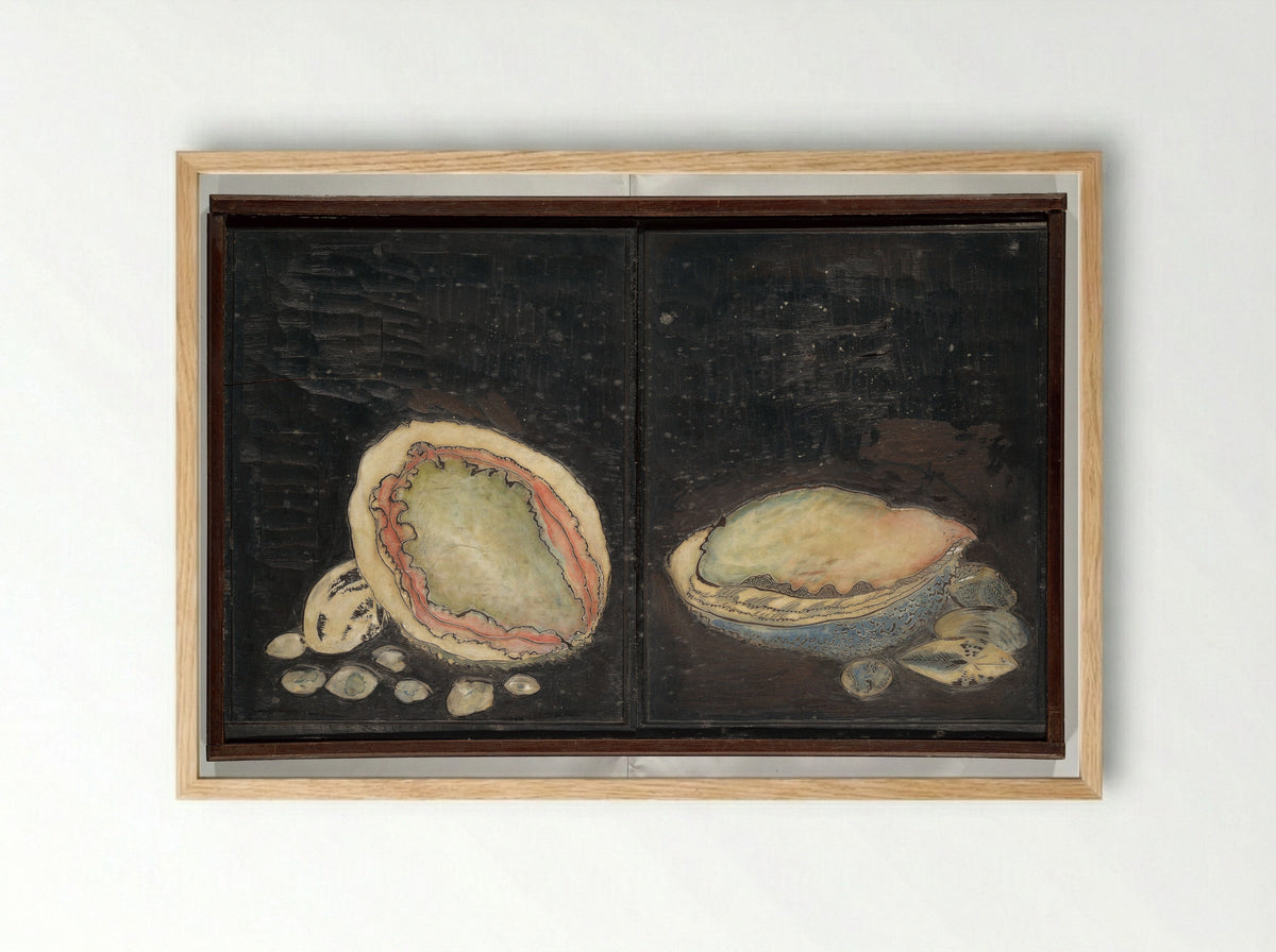 Original Woodblocks for the Servants of the Dragon King of the Sea: Fish and Shells - Kuwagata Keisai - Framed Print Wood