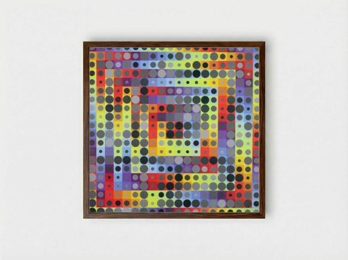 Orion Gris - Victor Vasarely - Framed Print Dark Wood