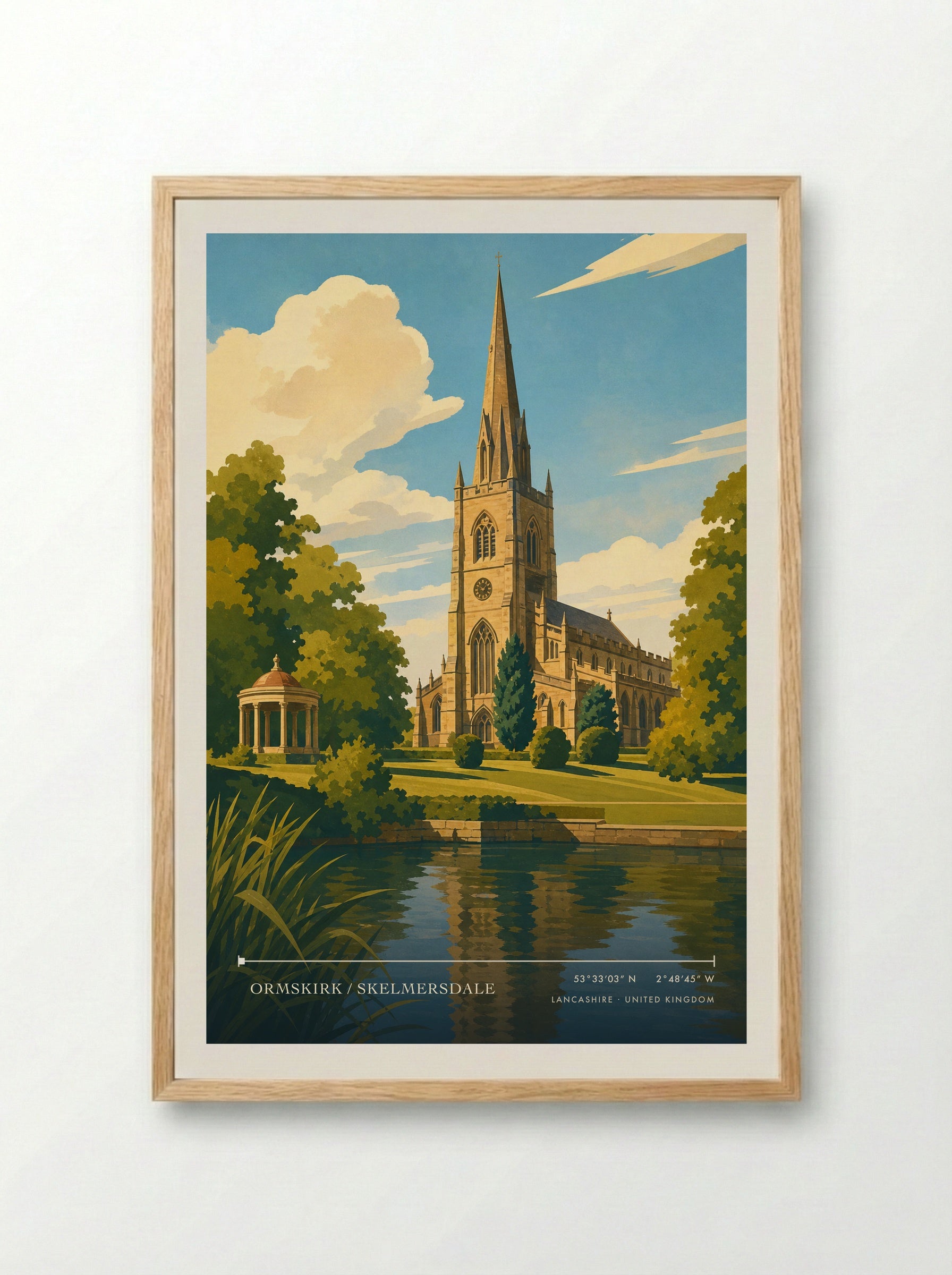 Ormskirk / Skelmersdale Lancashire United Kingdom Travel Poster - Framed Print Wood