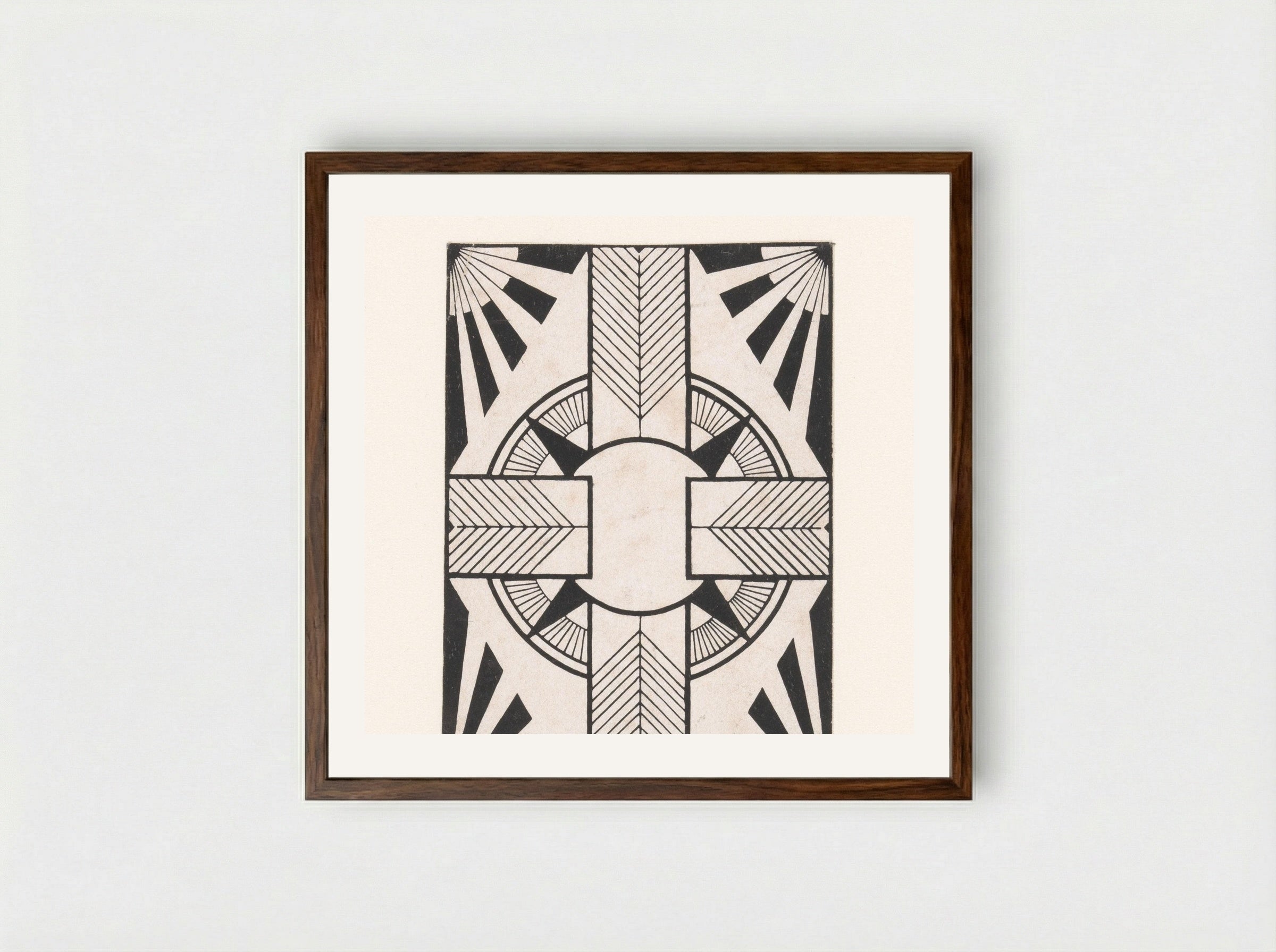 Ornament met cirkel en kruis - Samuel Jessurun de Mesquita - Framed Print Dark Wood