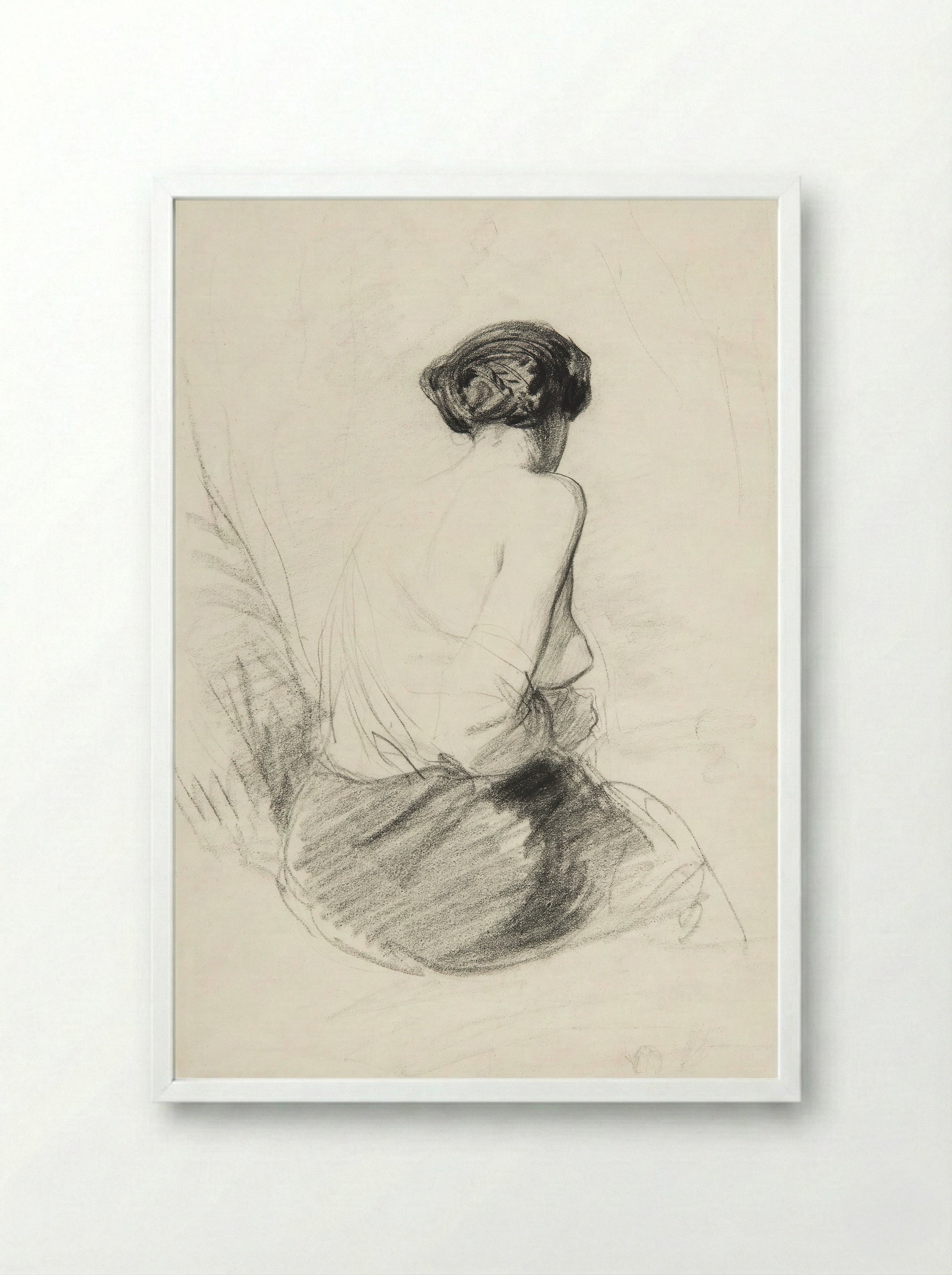 Ornate Woman with Headpiece - Art Nouveau Style Print - Framed Print White