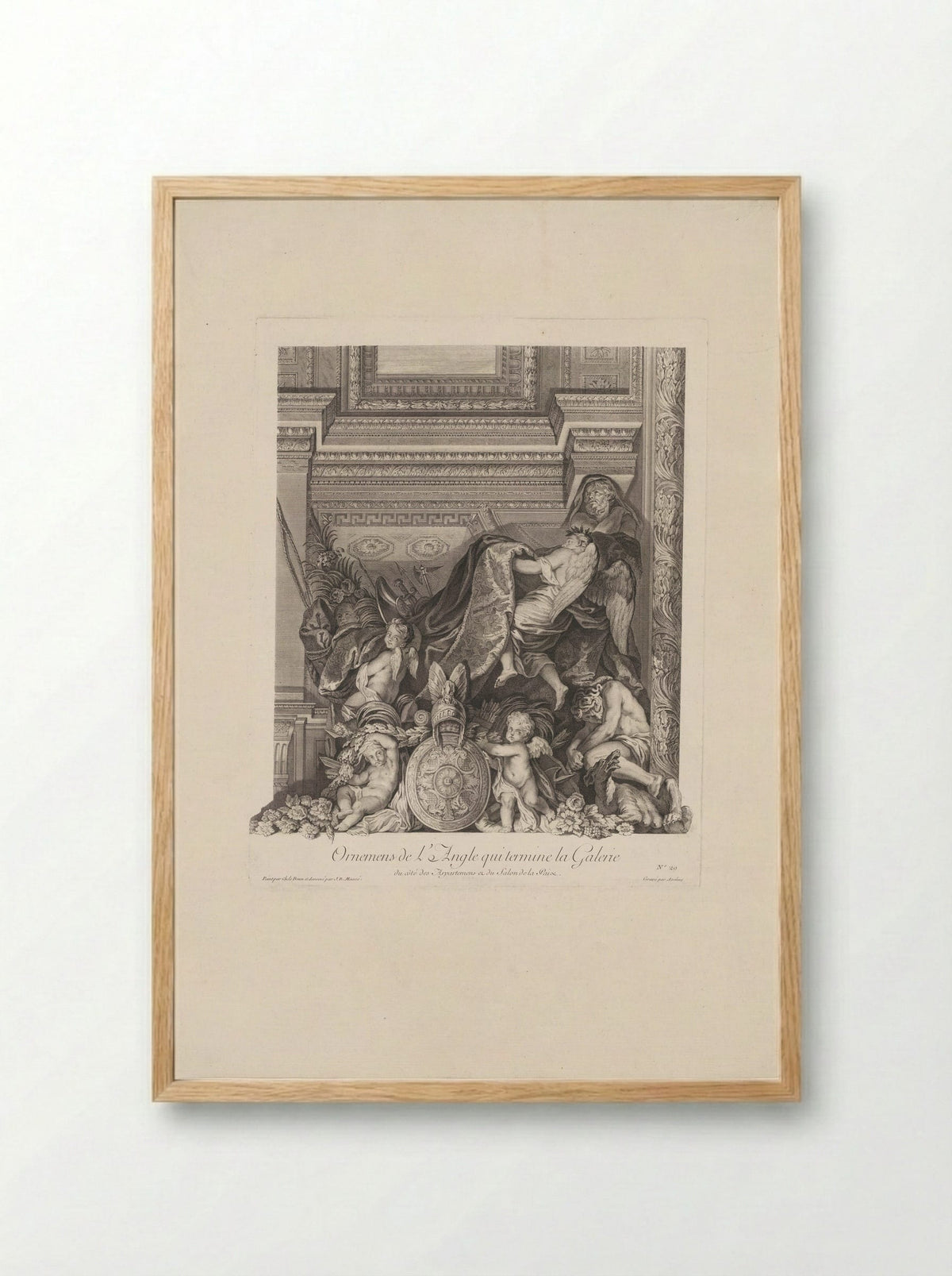 Ornemens de l'Angle qui termine la Galerie - Johann Georg Wille - Framed Print Wood