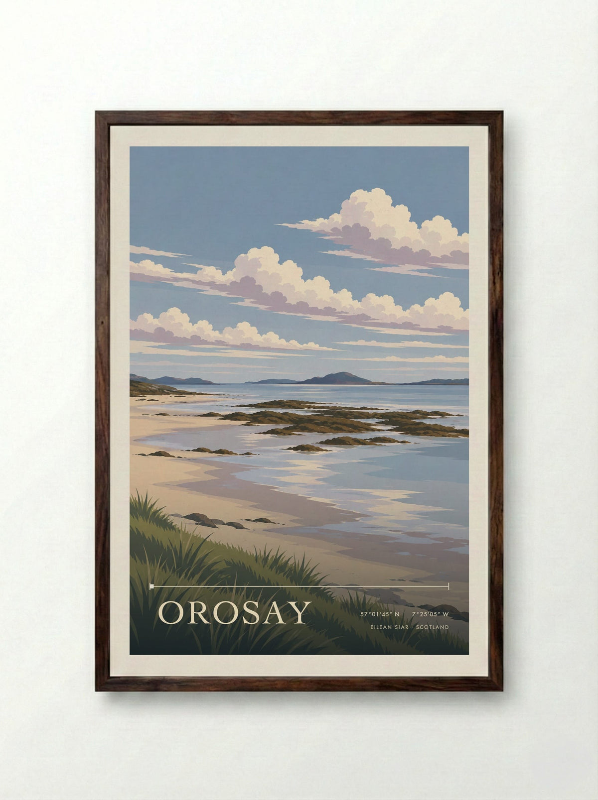 Orosay, Eilean Siar | Travel Poster - Framed Print Dark Wood