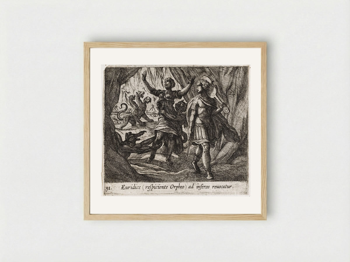 Orpheus Looking Back at Eurydice - Antonio Tempesta - Framed Print Wood