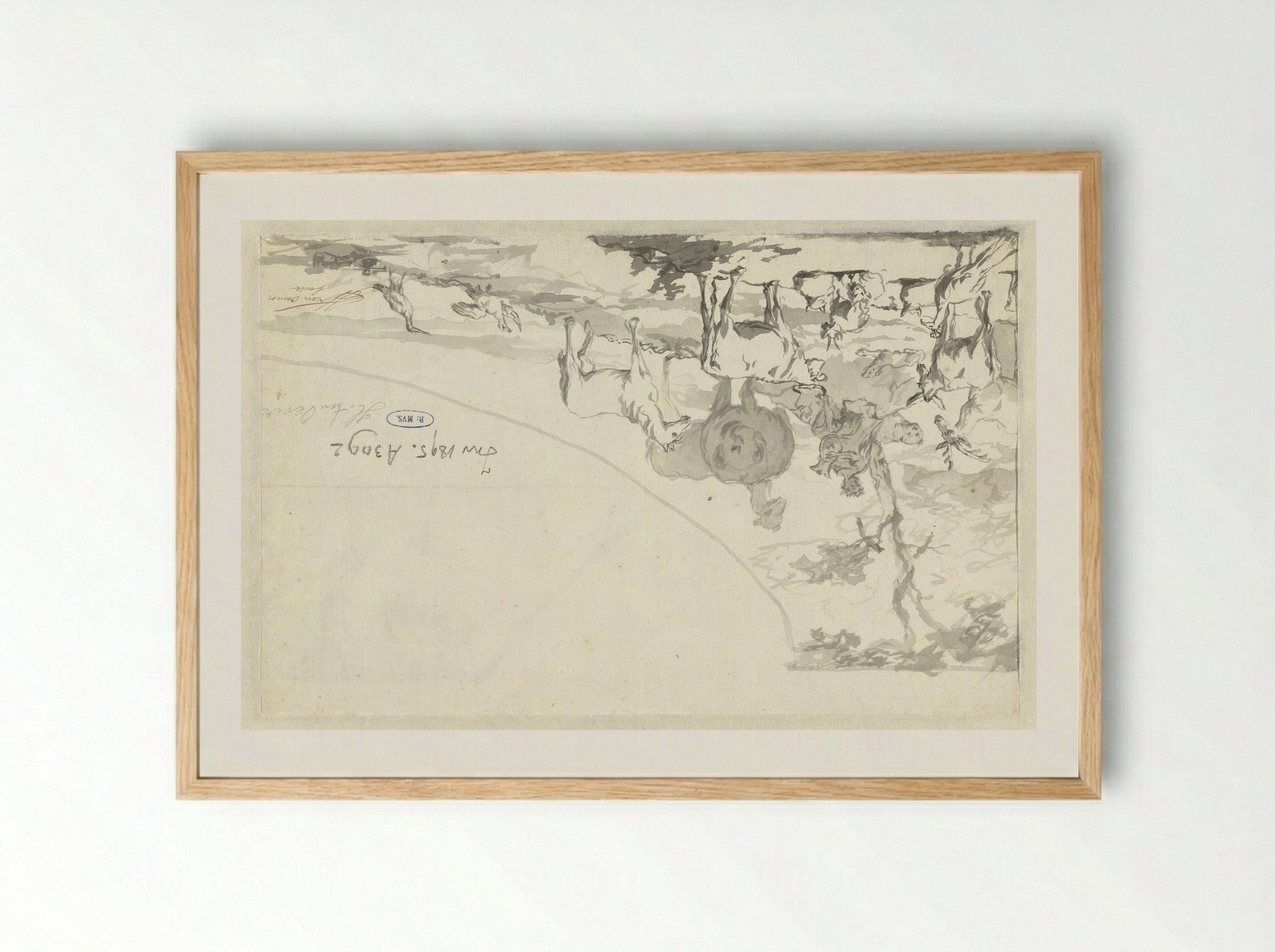 Orpheus Playing Music Among the Animals - Hendrick ten Oever - Framed Print Wood