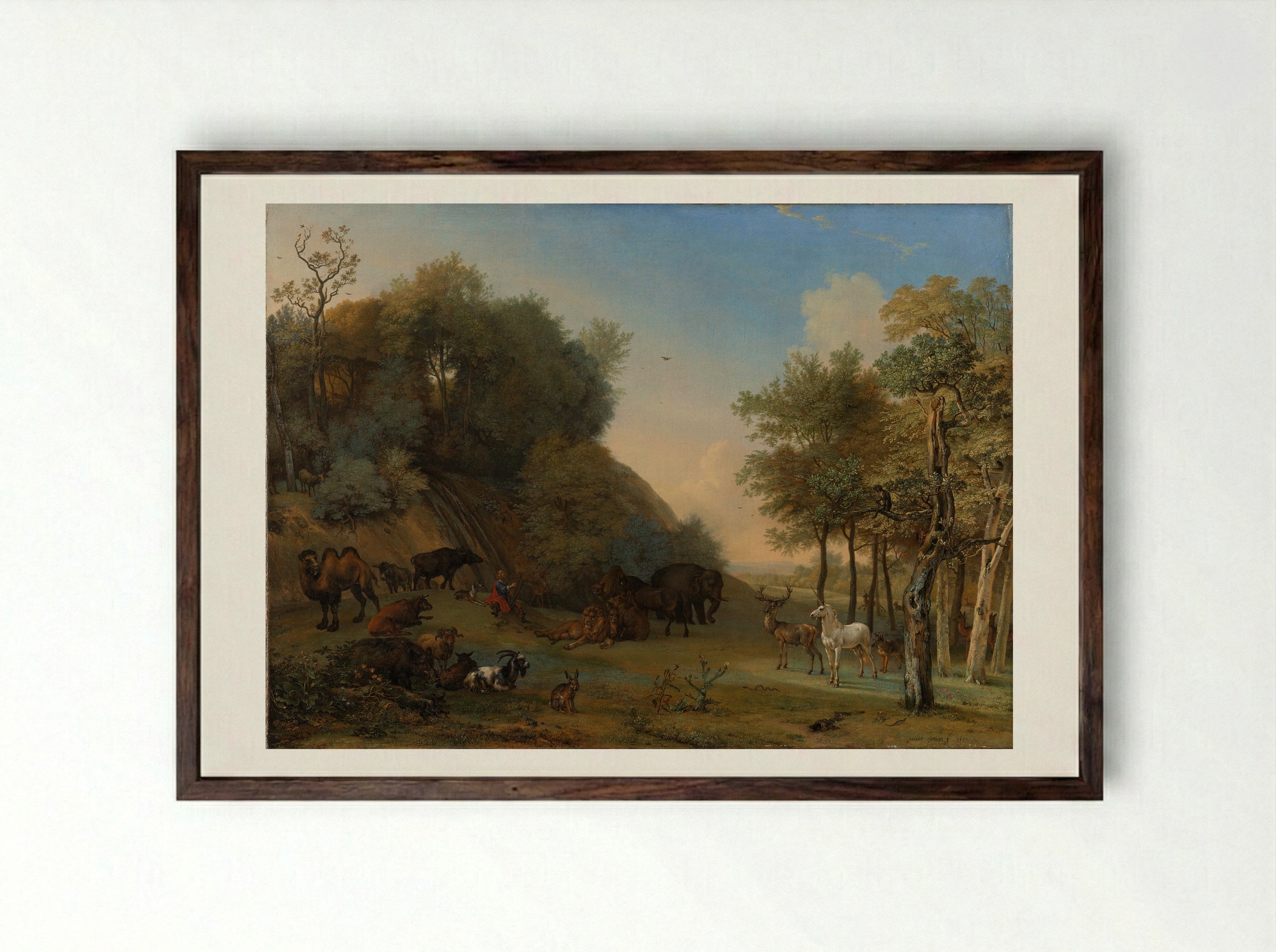 Orpheus and the Animals - Paulus Potter - Framed Print Dark Wood