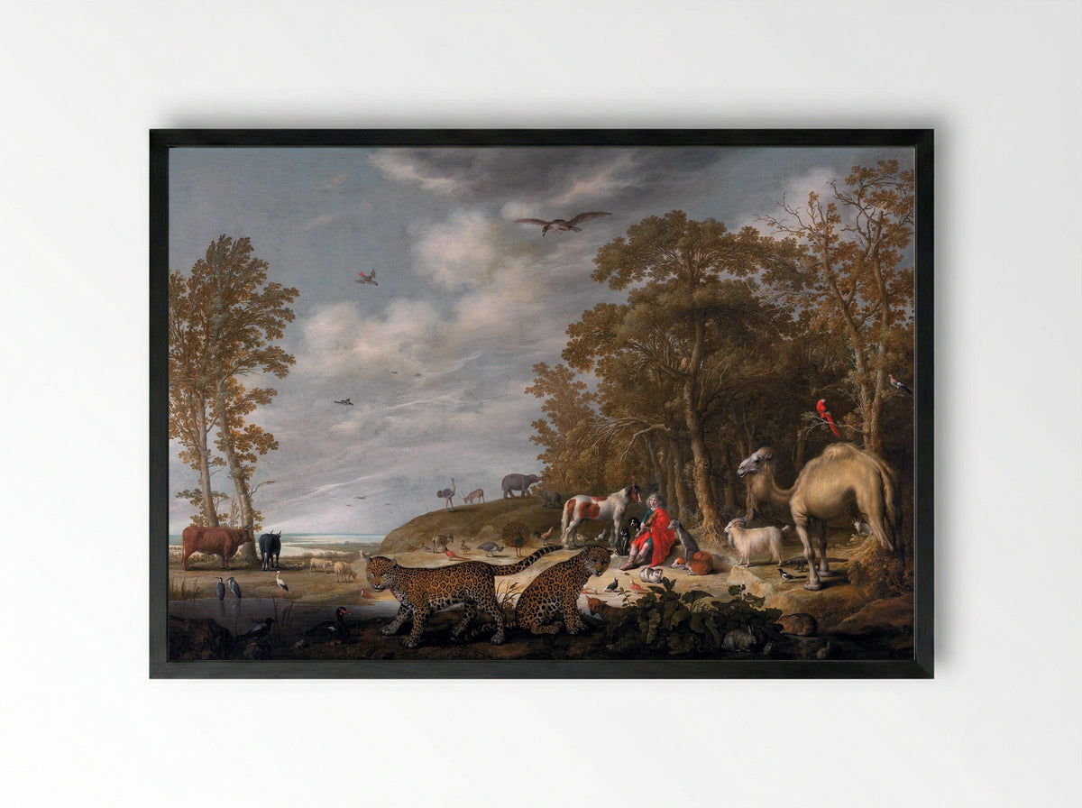 Orpheus with Animals in a Landscape - Aelbert Cuyp - Framed Print Black