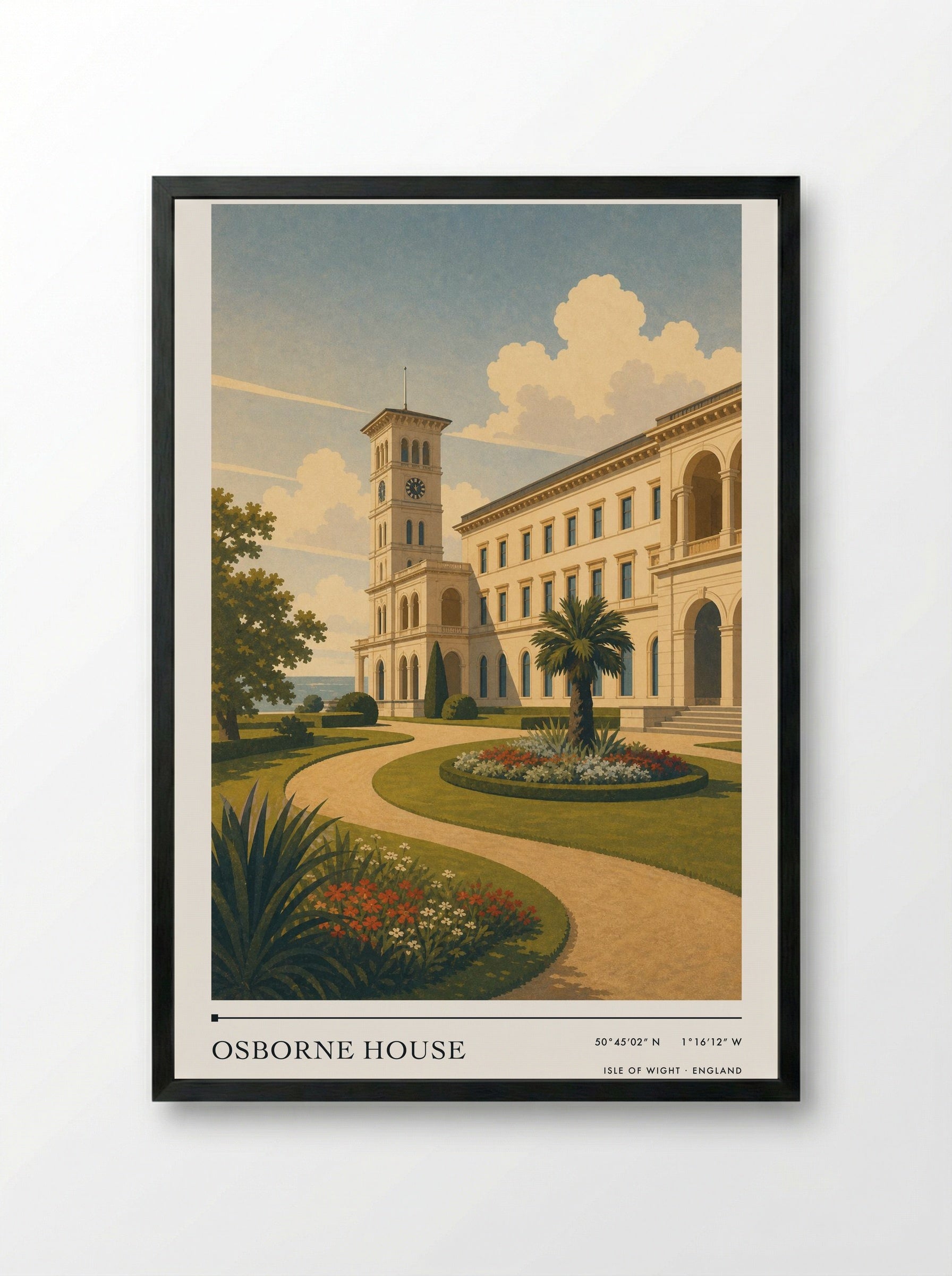 Osborne House Isle of Wight England Travel Poster - Framed Print Black