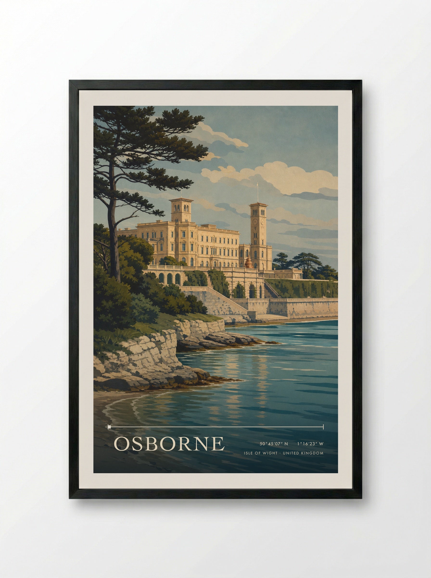 Osborne Isle of Wight United Kingdom Travel Poster - Framed Print Black