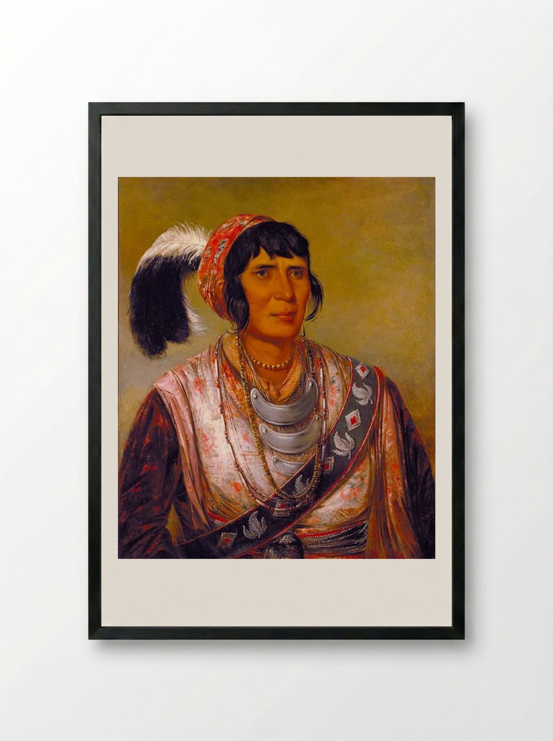 Osceola, Head Chief, Seminole - George Catlin - Framed Print Black