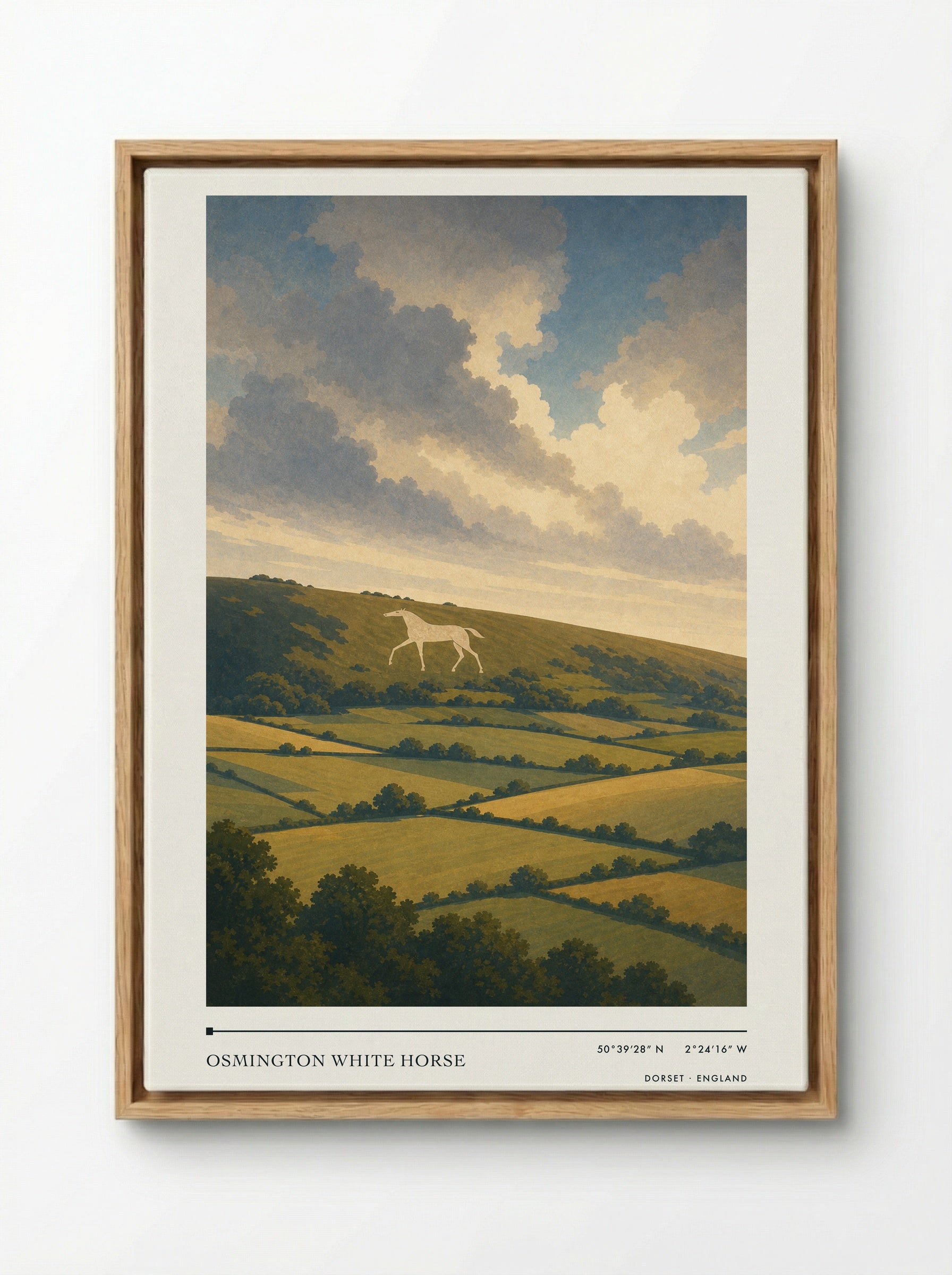 Osmington White Horse Dorset England Travel Poster - Framed Canvas Wood