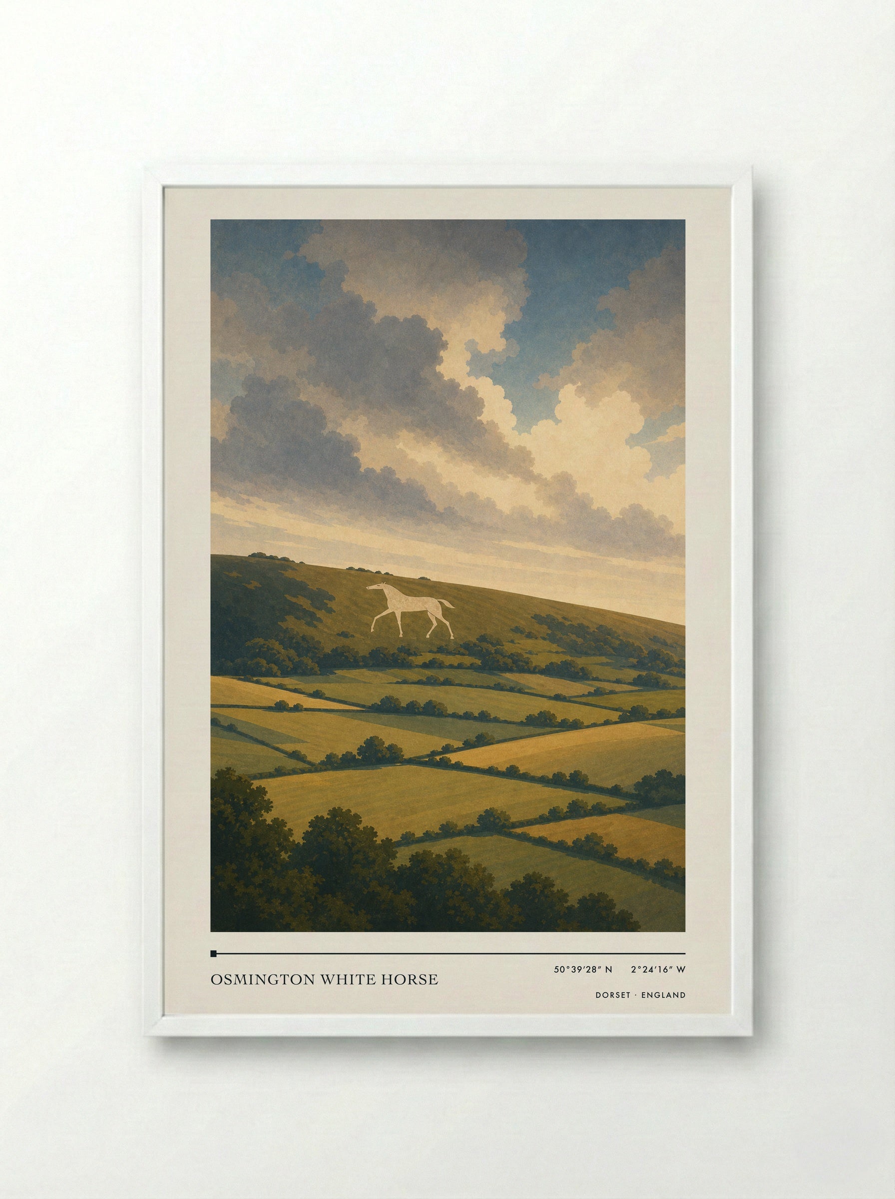 Osmington White Horse Dorset England Travel Poster - Framed Print White