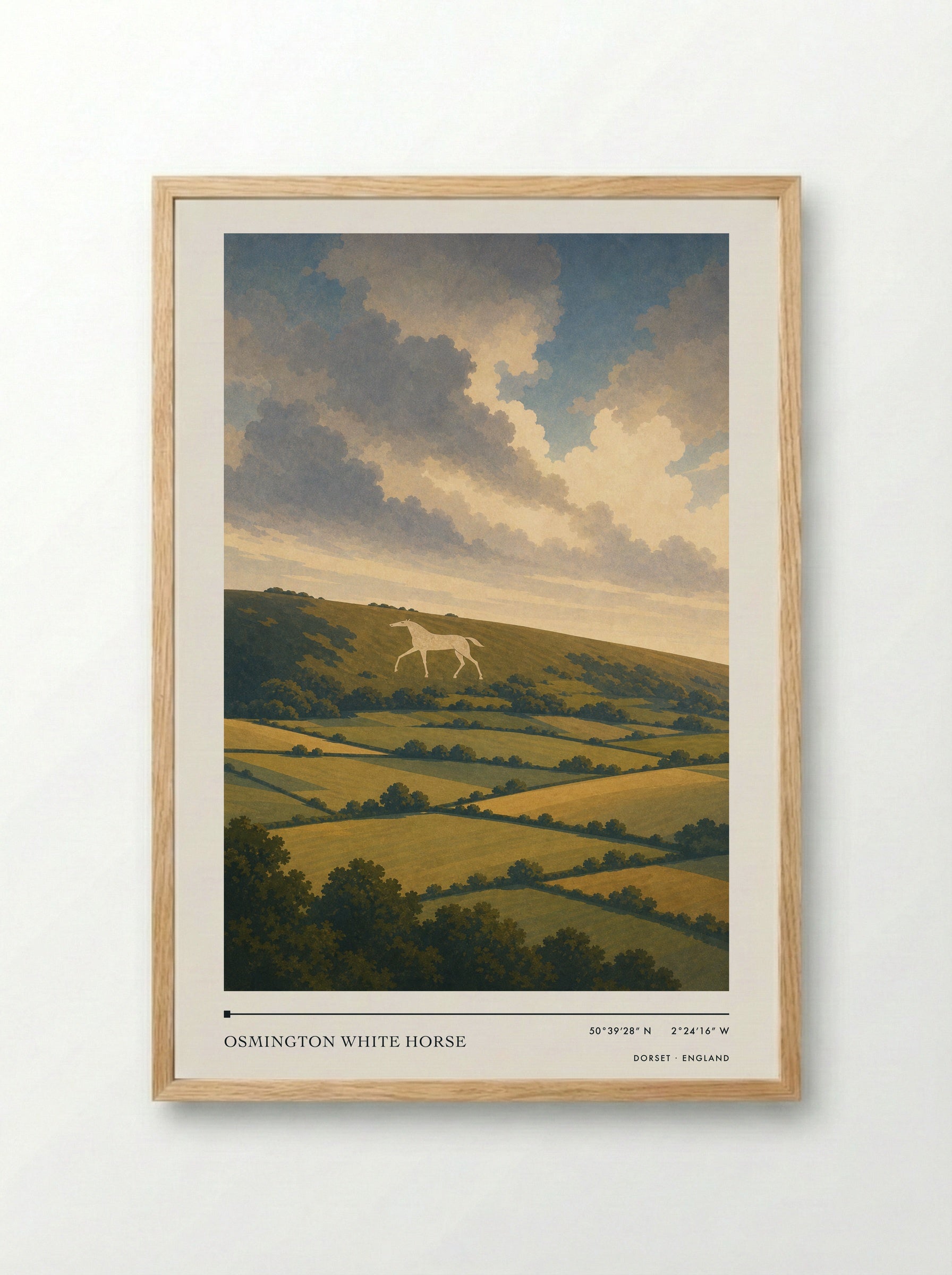 Osmington White Horse Dorset England Travel Poster - Framed Print Wood