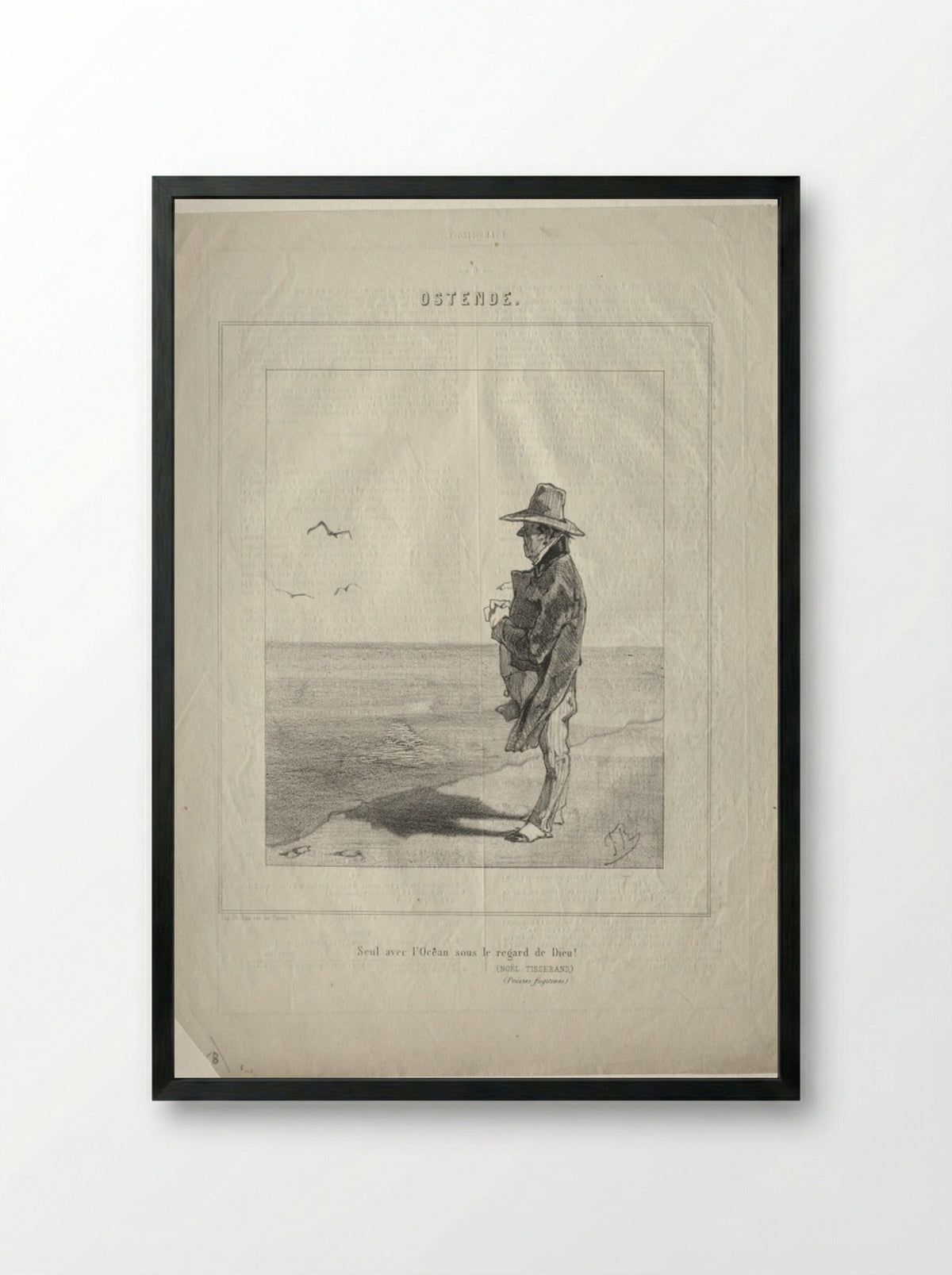 Ostend (Seul avec l'ocean sous le regard de Dieu!) - Félicien Rops - Framed Print Black