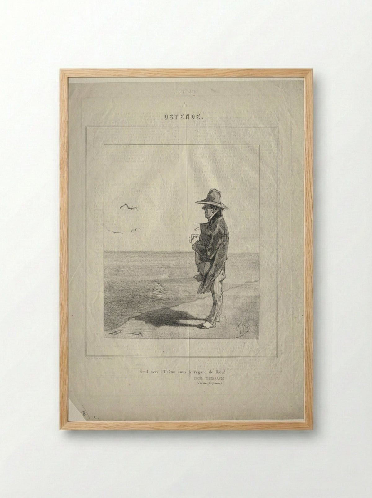 Ostend (Seul avec l'ocean sous le regard de Dieu!) - Félicien Rops - Framed Print Wood